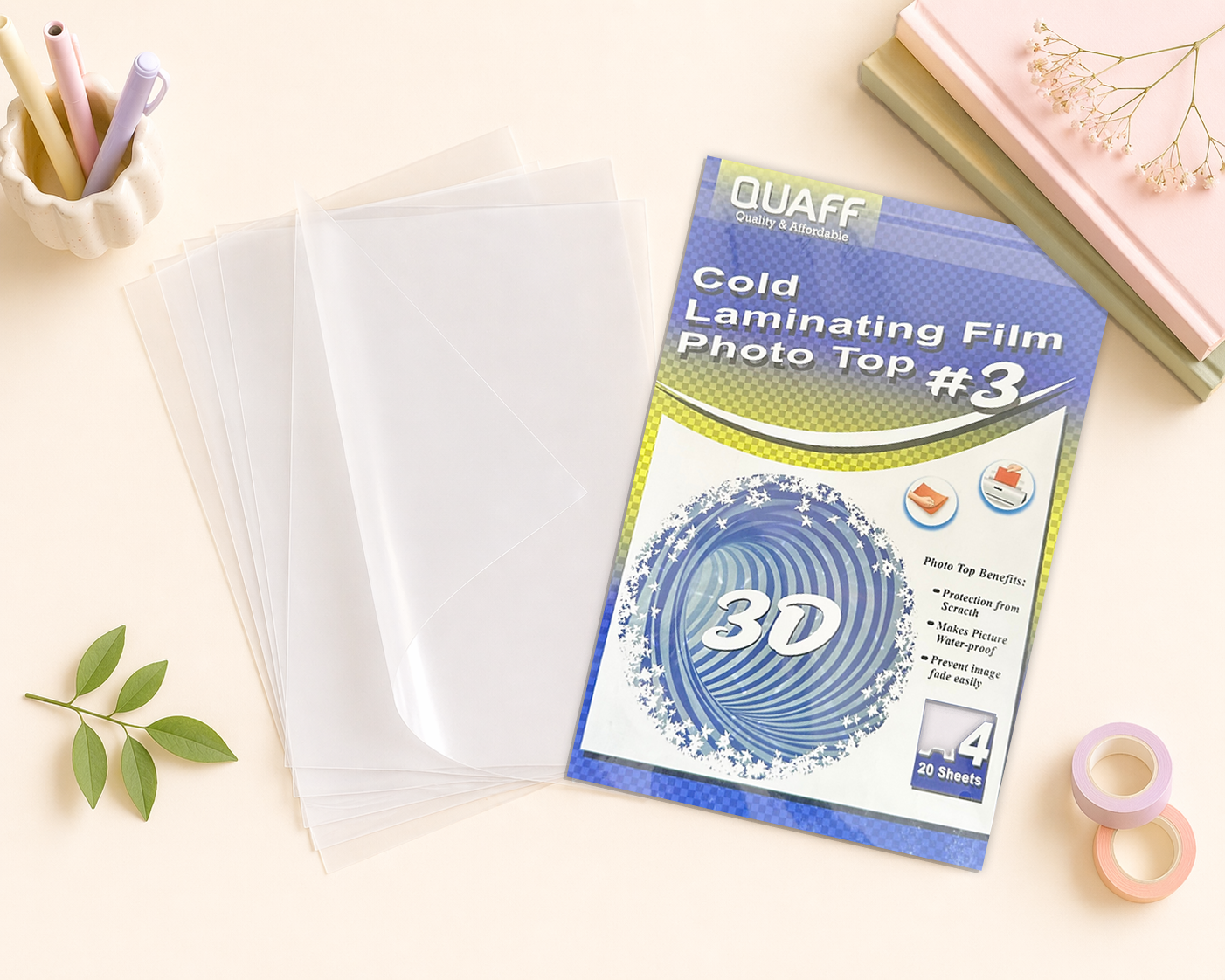 QUAFF 3D Photo Top Cold Laminating Film A4