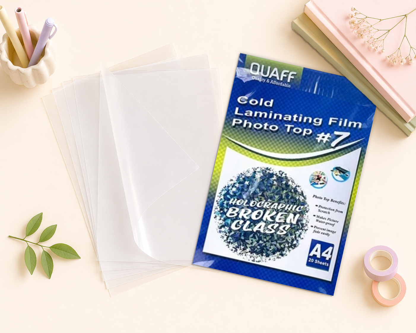 QUAFF Broken Glass Photo Top Cold Laminating Film A4