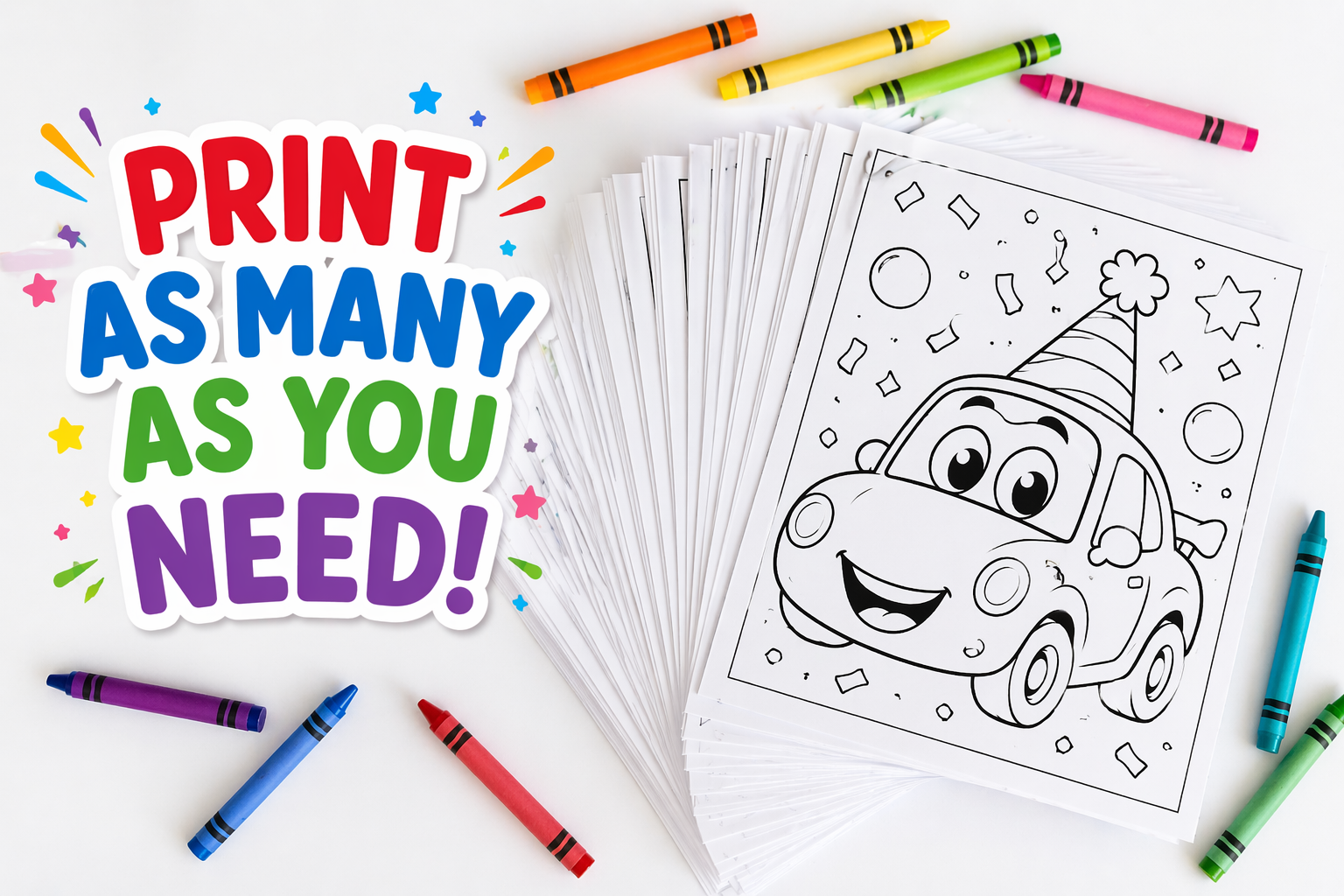 Birthday Car Colouring Book Printable, Kids Party Activity Pages, Race Car Birthday Printable, DIY Colouring Pack, Birthday Party Favors Kids