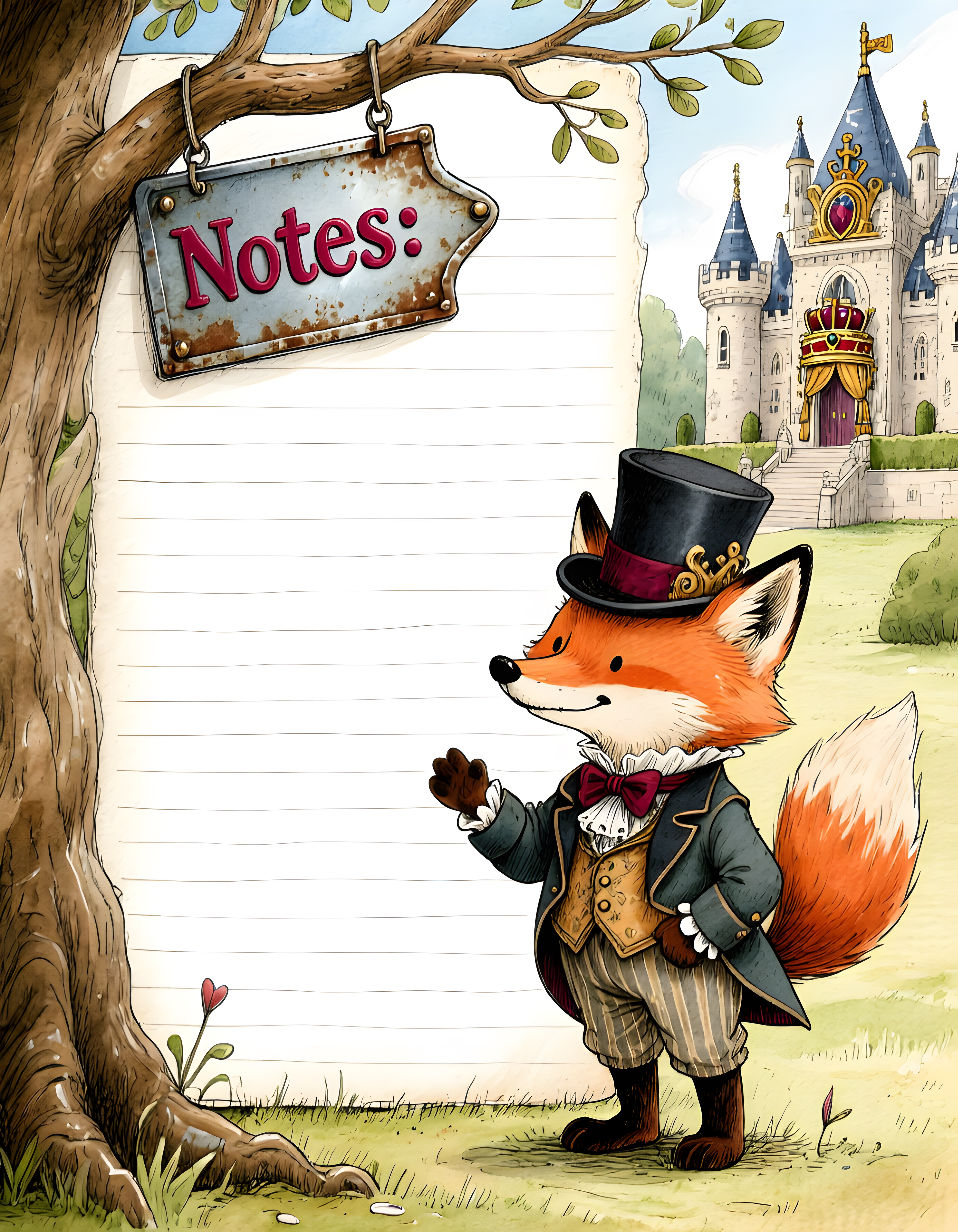 Whimsical Fox Notes Page
