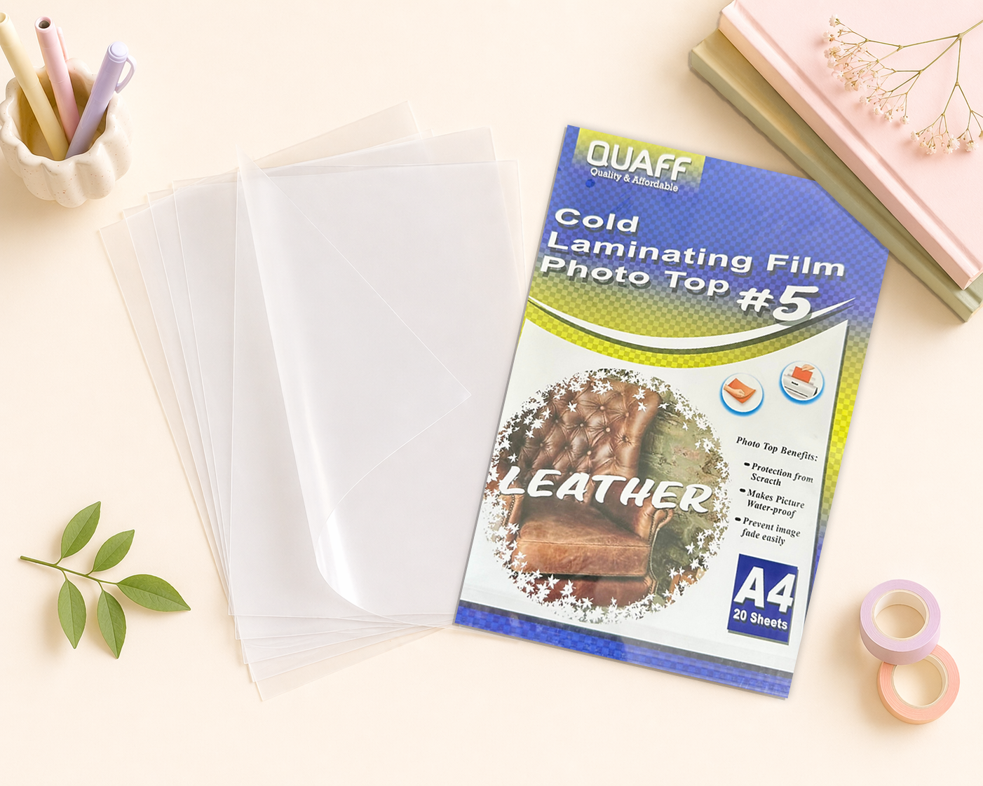 QUAFF Leather Photo Top Cold Laminating Film A4