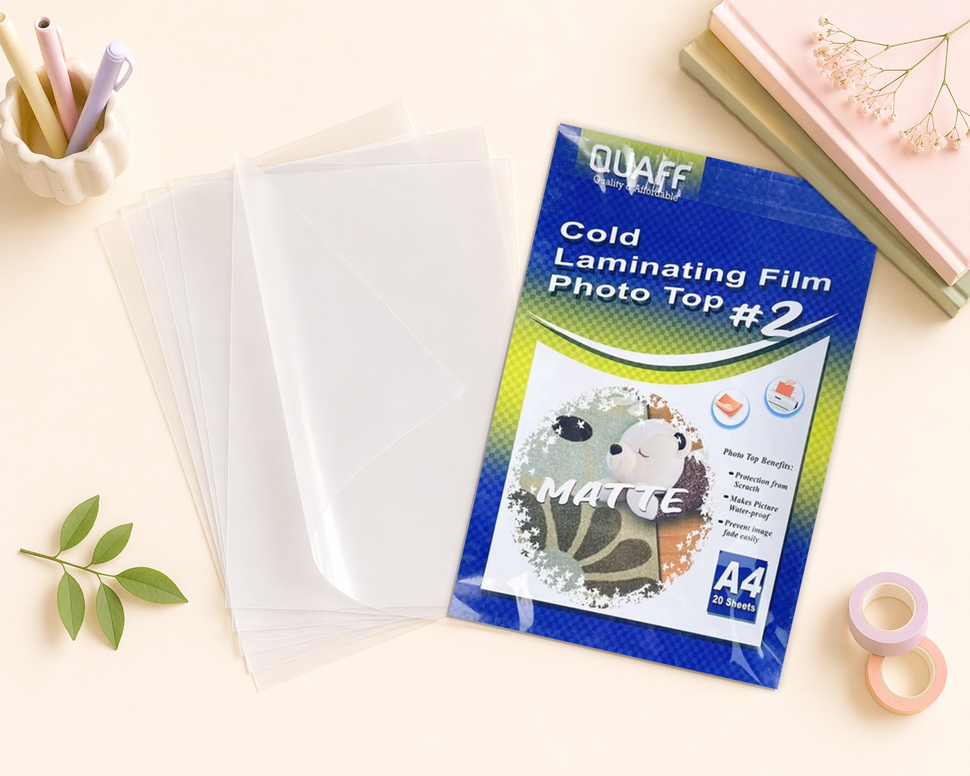 QUAFF Matte Photo Top Cold Laminating Film A4
