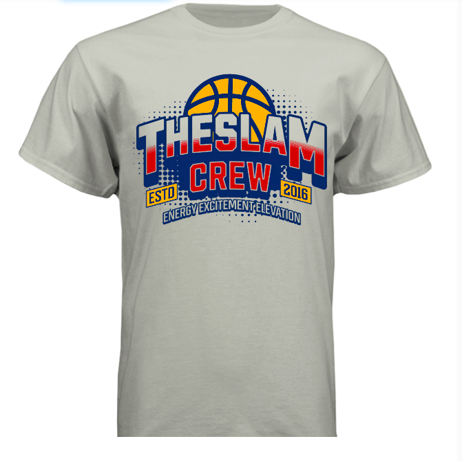 Grey the Slam Crew Tee, Retro design