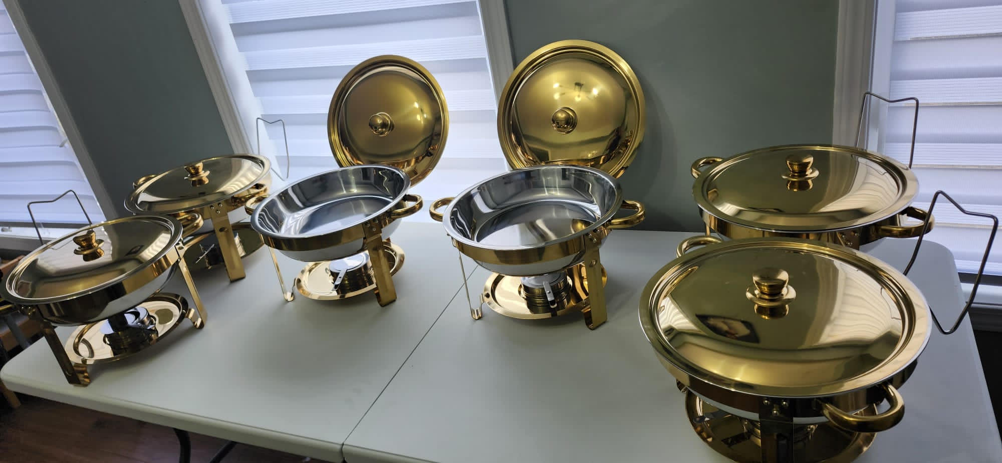Gold colored Stainless Steel Buffet Chaffing Dish Rental (Food warmers)