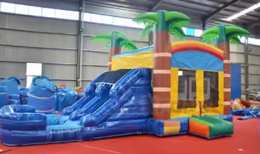Safari Dual Slide Bouncy Castle with Water Slide Rental