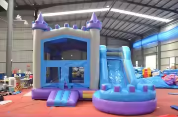 Purple Star Bouncy Castle with Water slide Rental