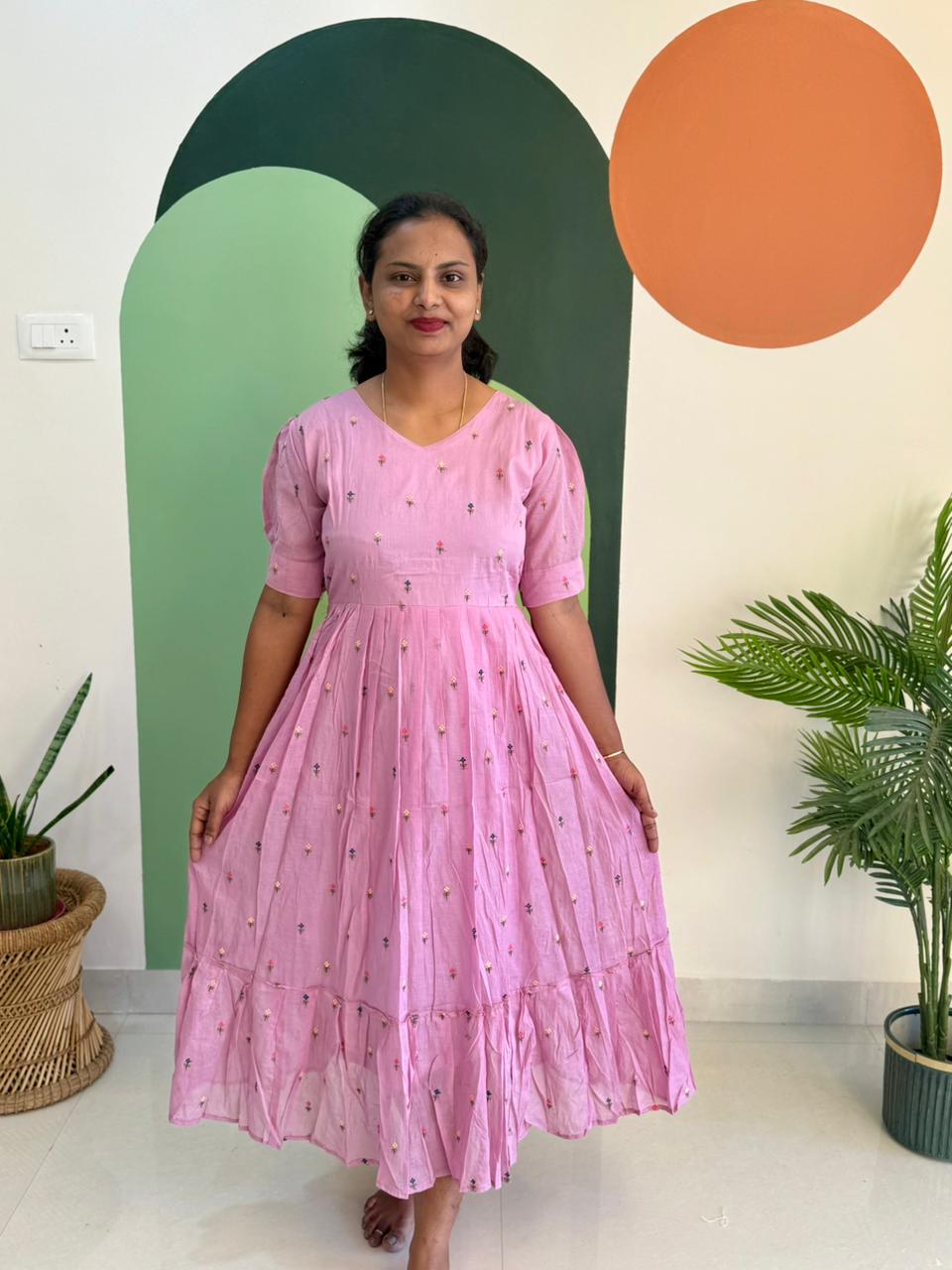 Pink Mul Cotton Frock