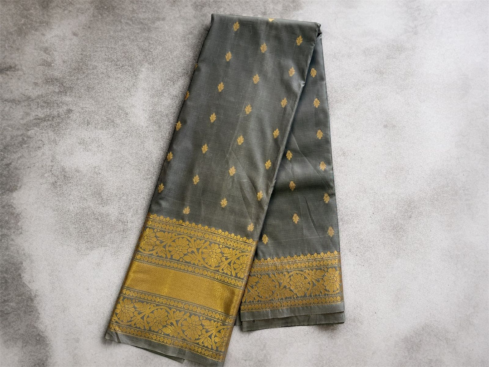 Grey saree with golden border
