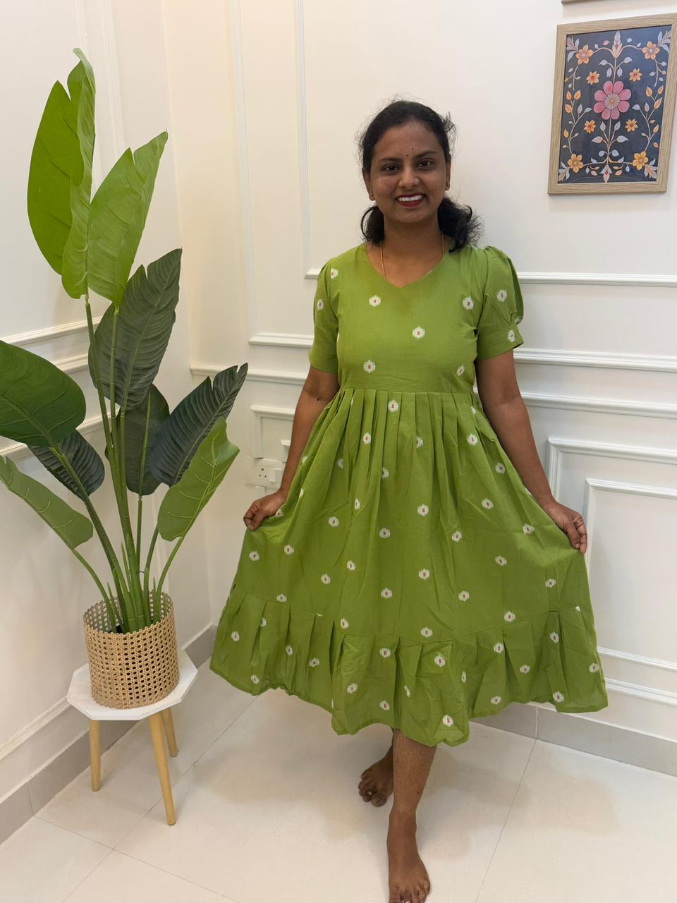 Green Floral Midi Dress