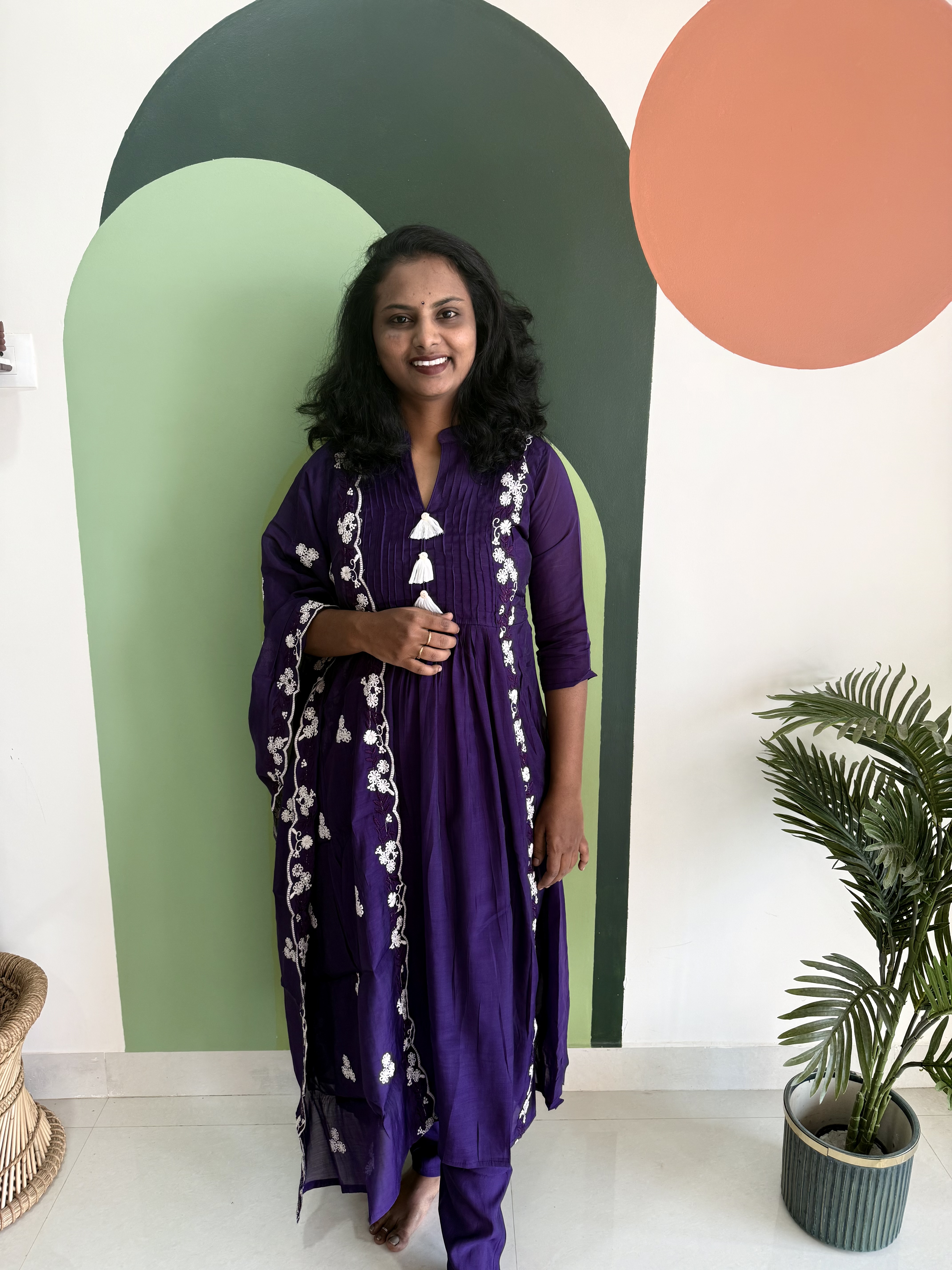 Purple Embroidered Anarkali Dress