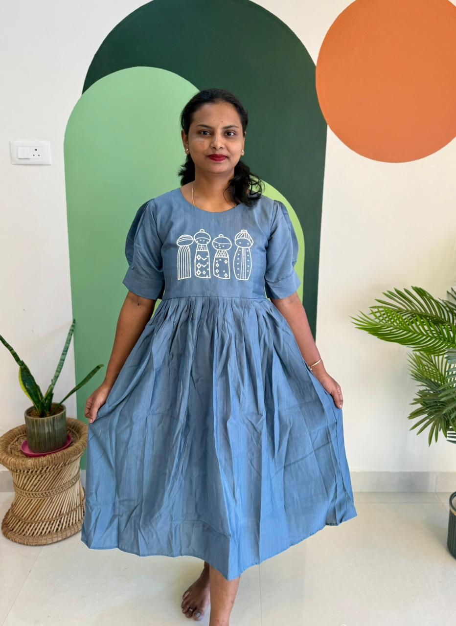 Blue Vatican Fabrick Frock