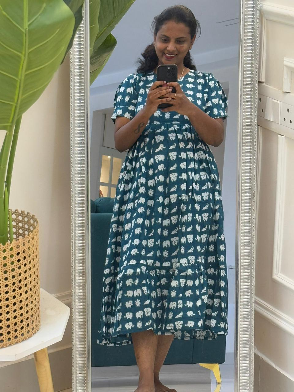 Blue Printed Cotton Frock