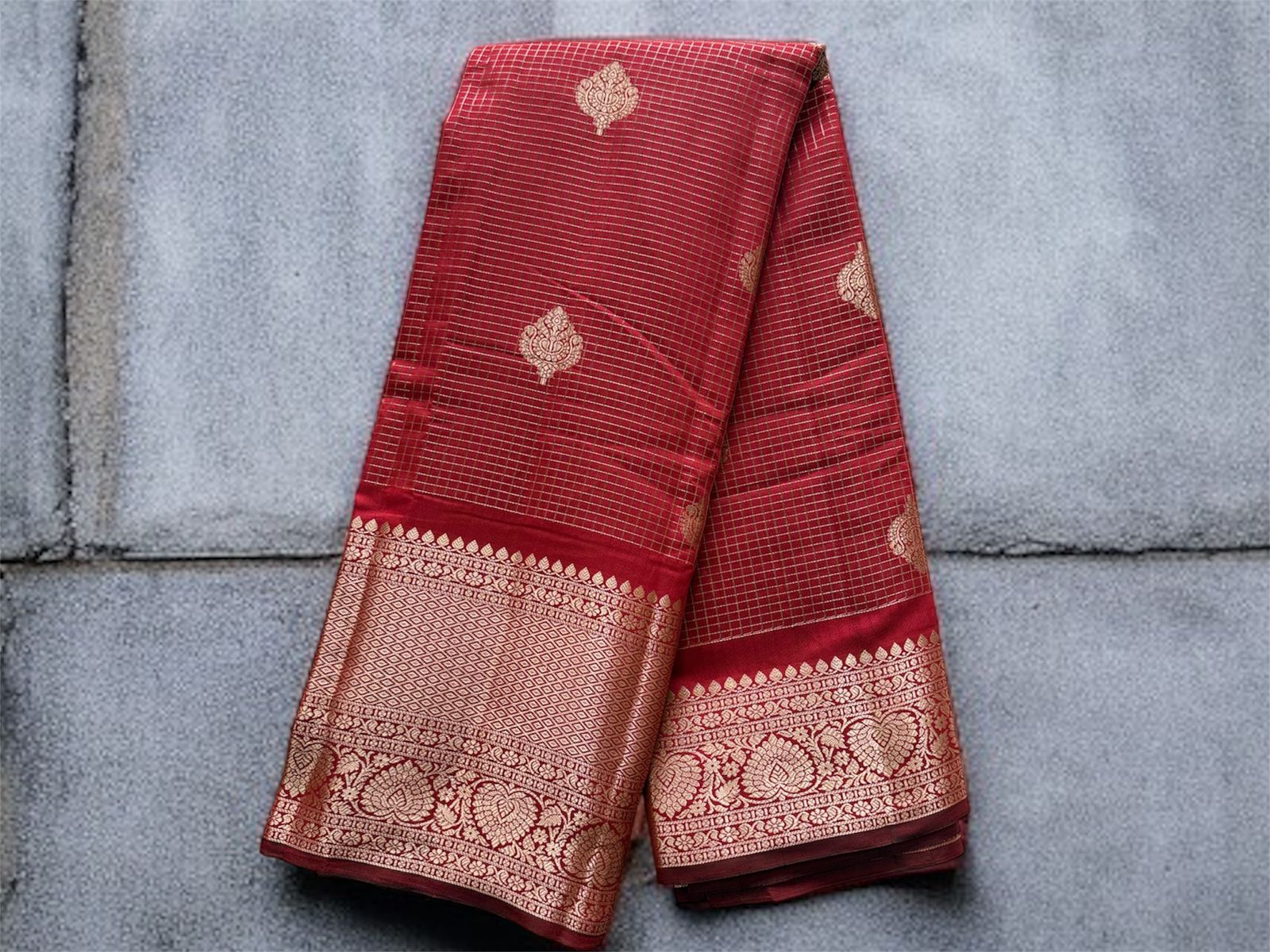 Vintage Rust Orange small check