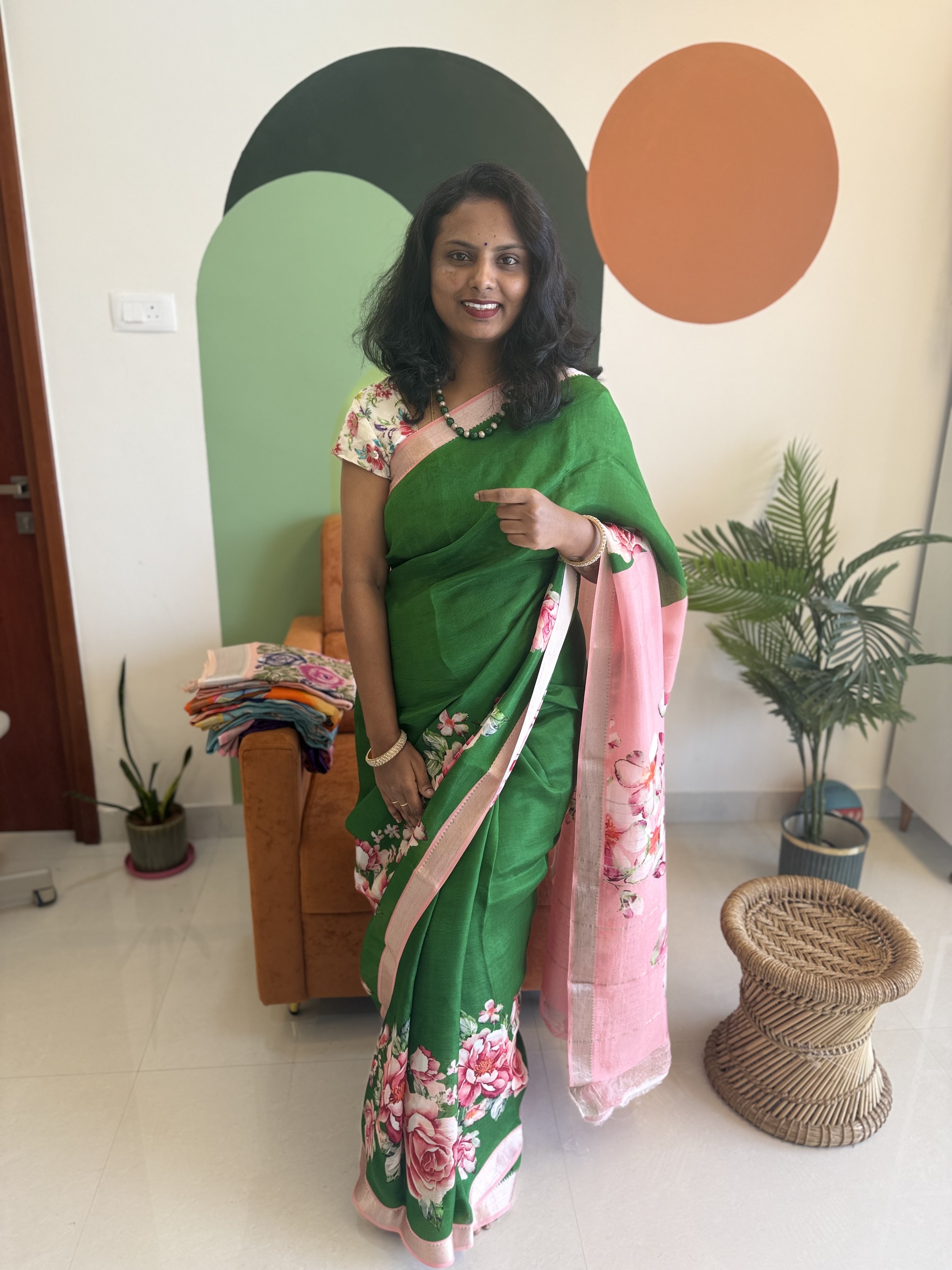 Digital Printed Mangalgiri Saree 