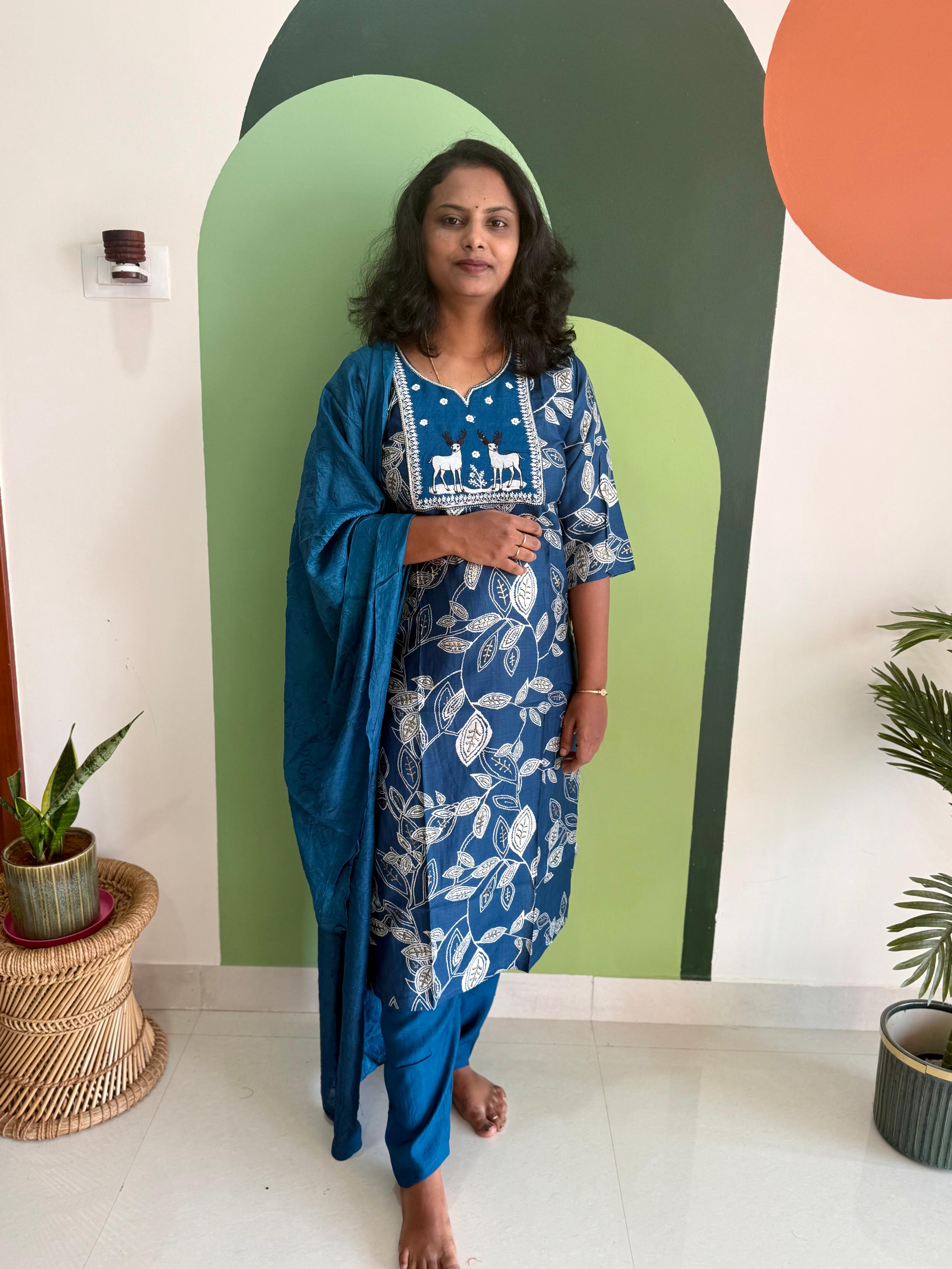 Blue Printed Kurta Set