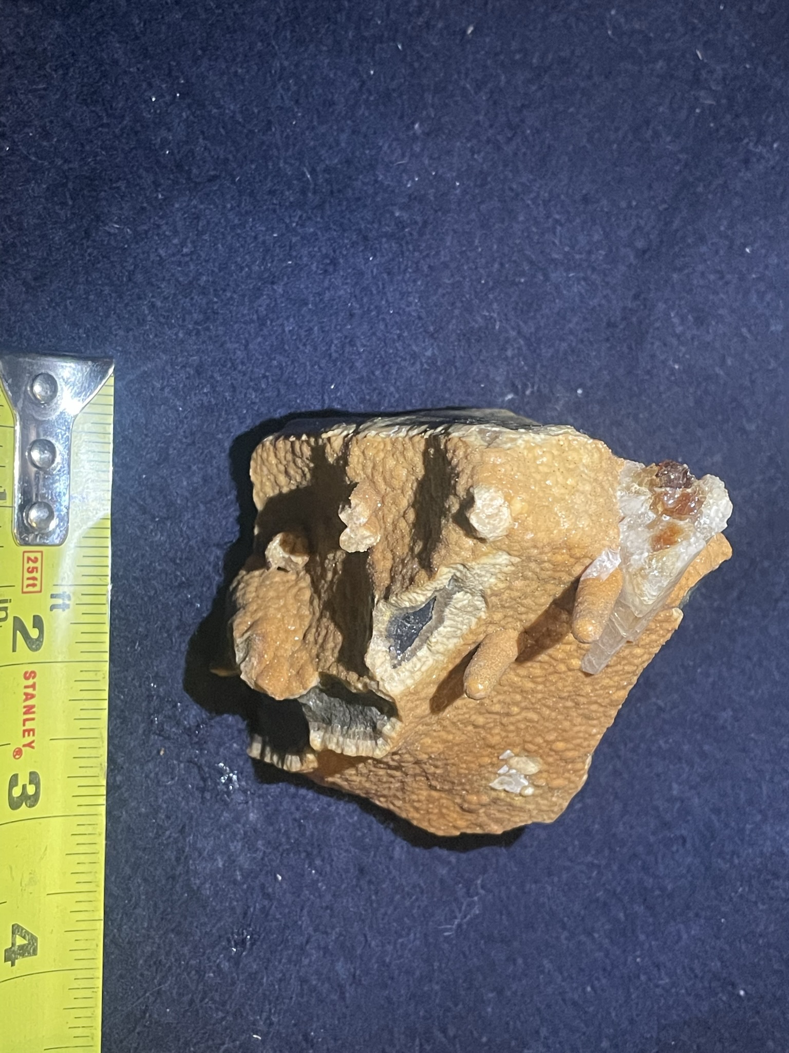 37B - Orange Calcite Stalactite with brown Quartz