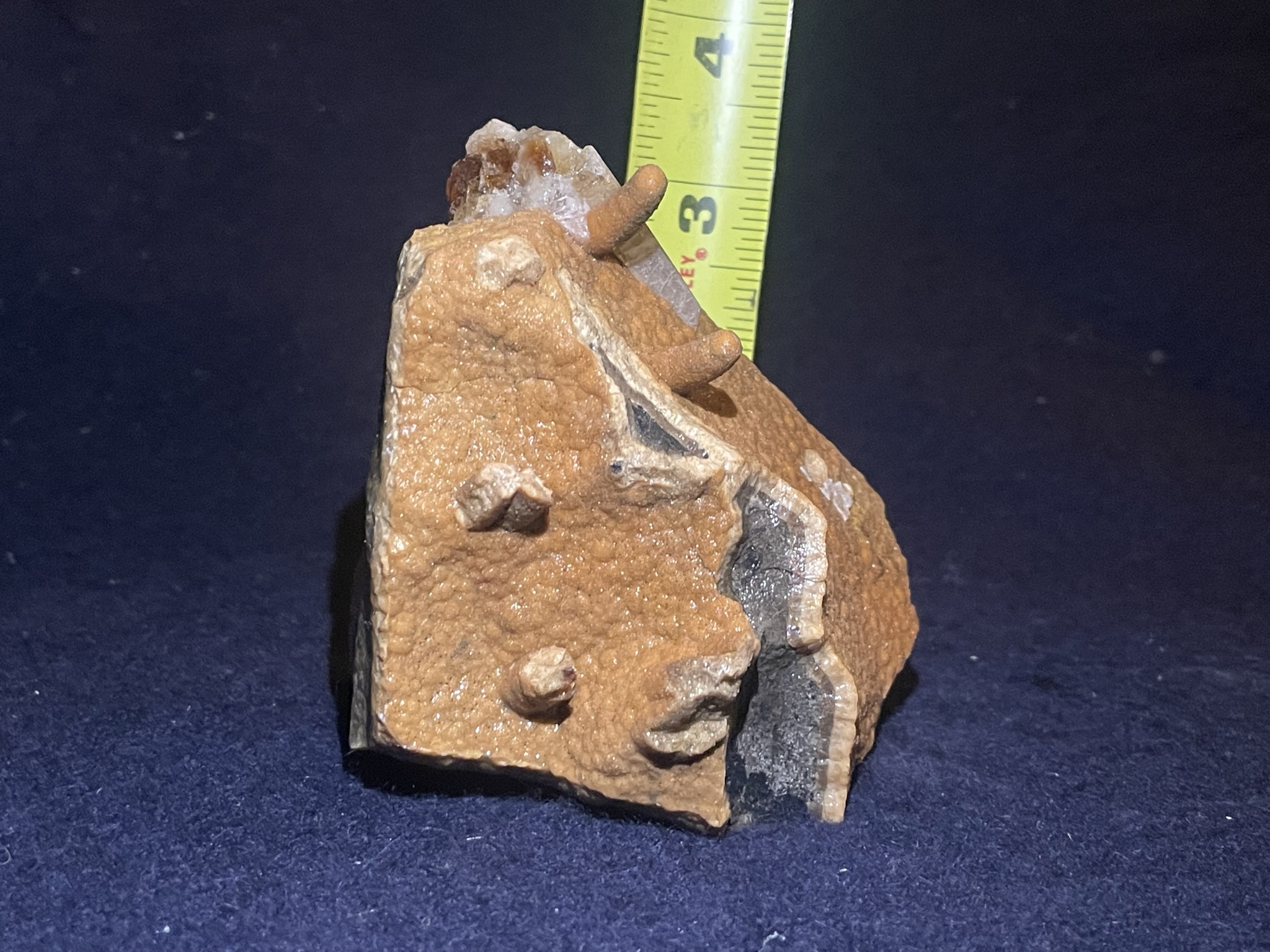 37B - Orange Calcite Stalactite with brown Quartz