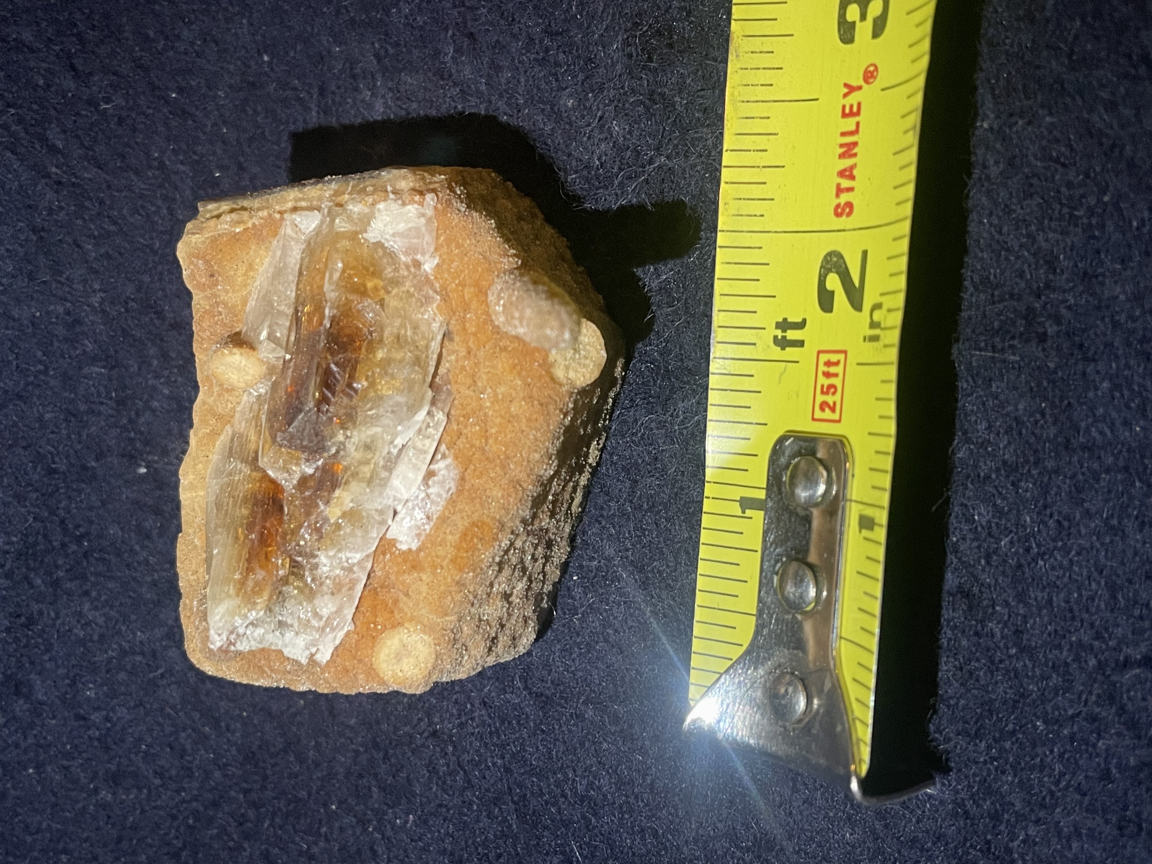 36B - Orange Calcite Stalactite & Brown Quartz 