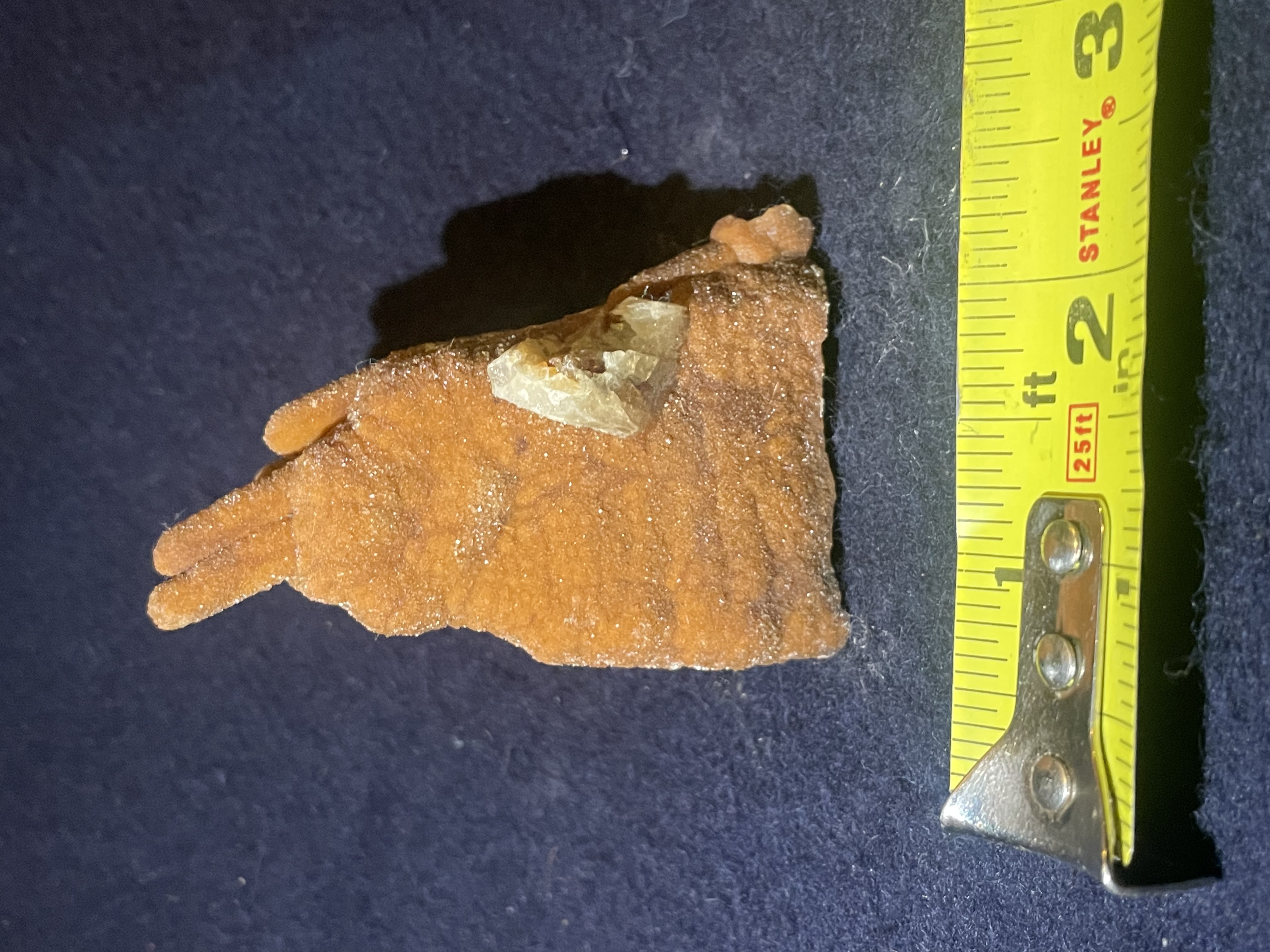 22B - Orange Calcite Stalactite with Quartz Crystal