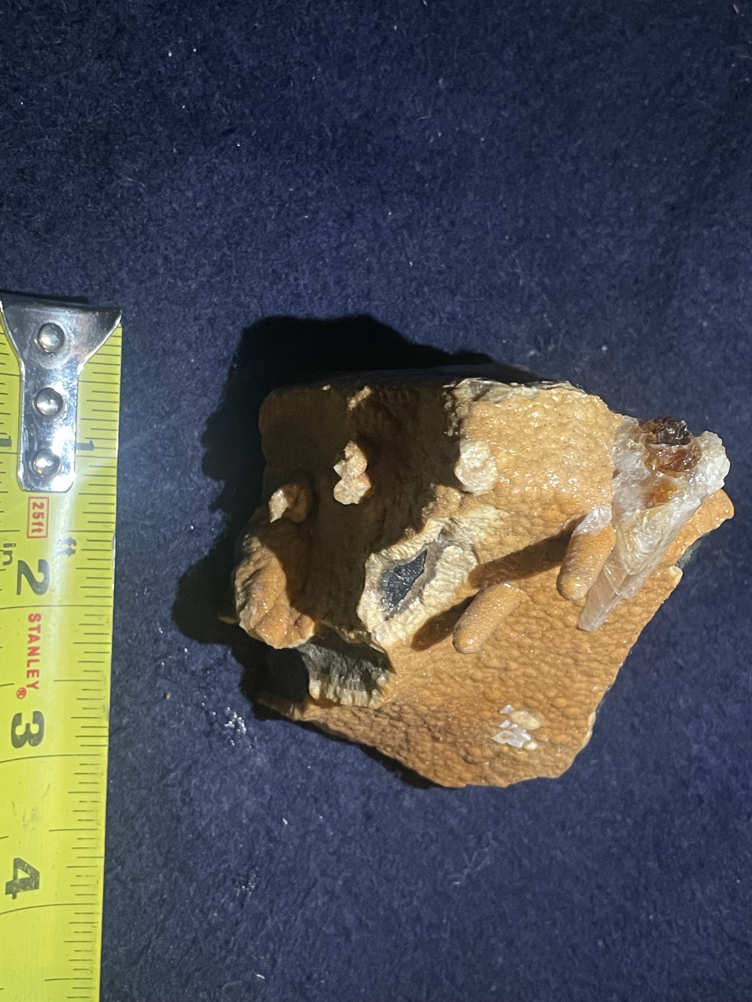 37B - Orange Calcite Stalactite with brown Quartz