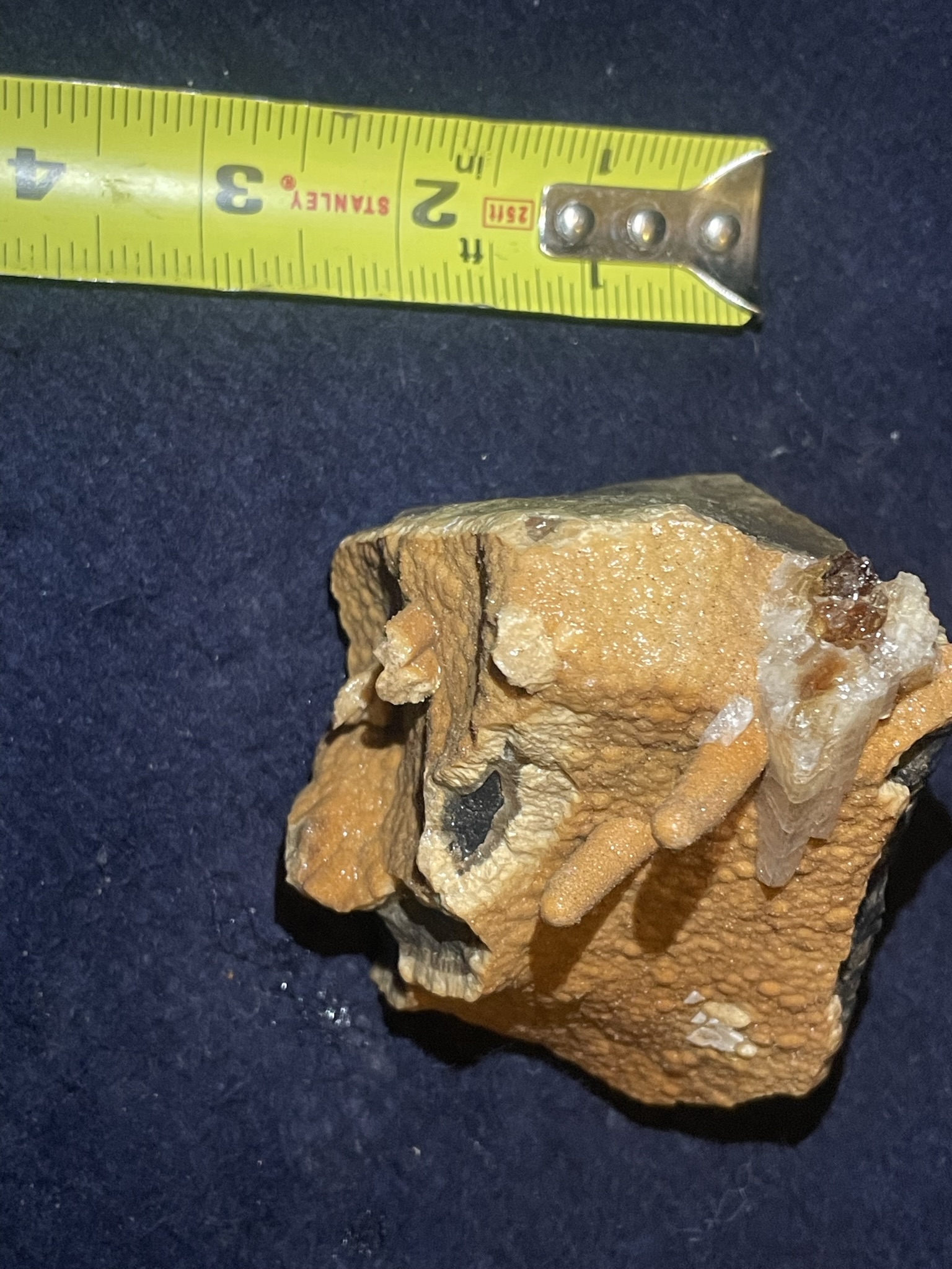 37B - Orange Calcite Stalactite with brown Quartz