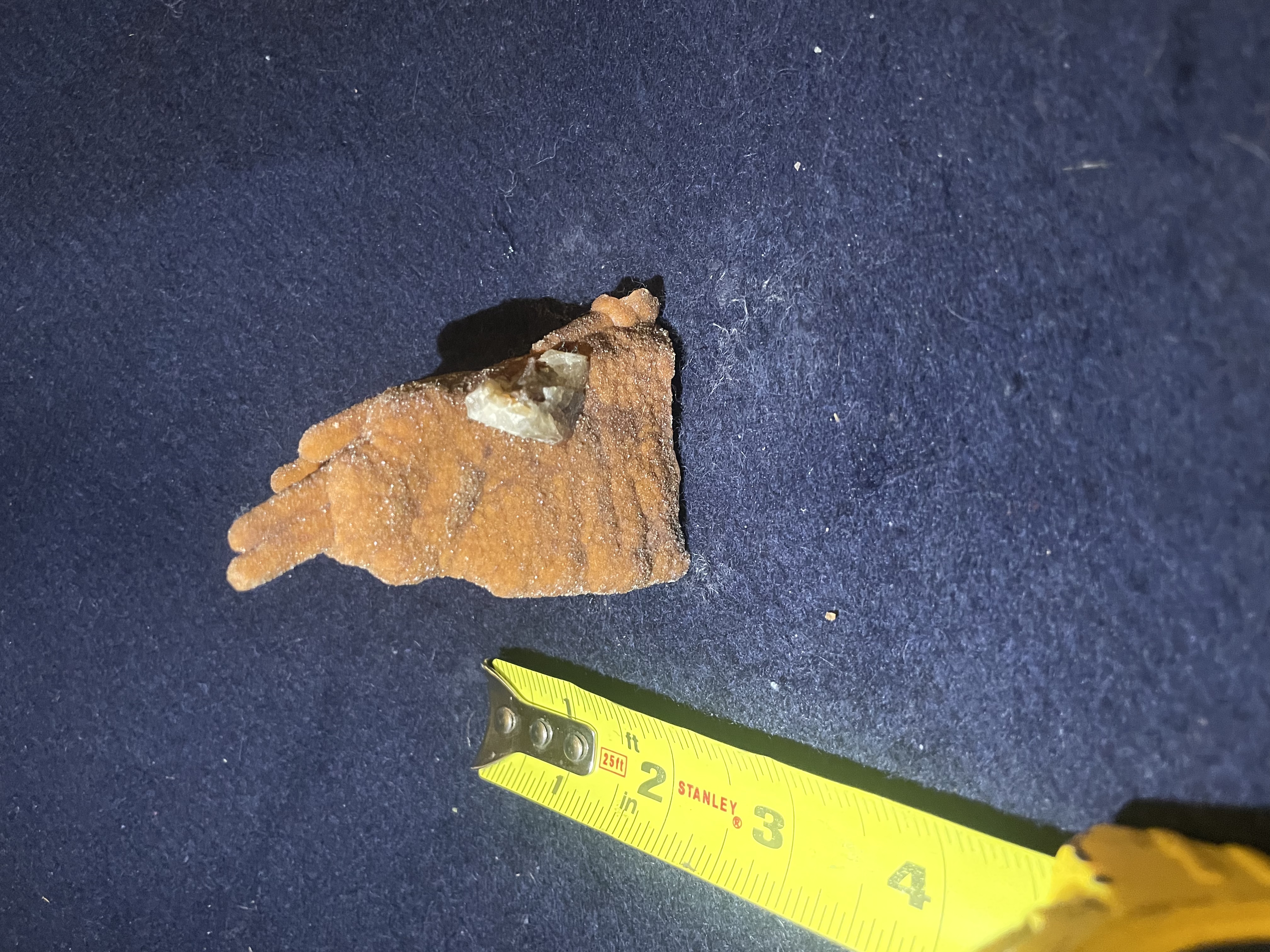 22B - Orange Calcite Stalactite with Quartz Crystal