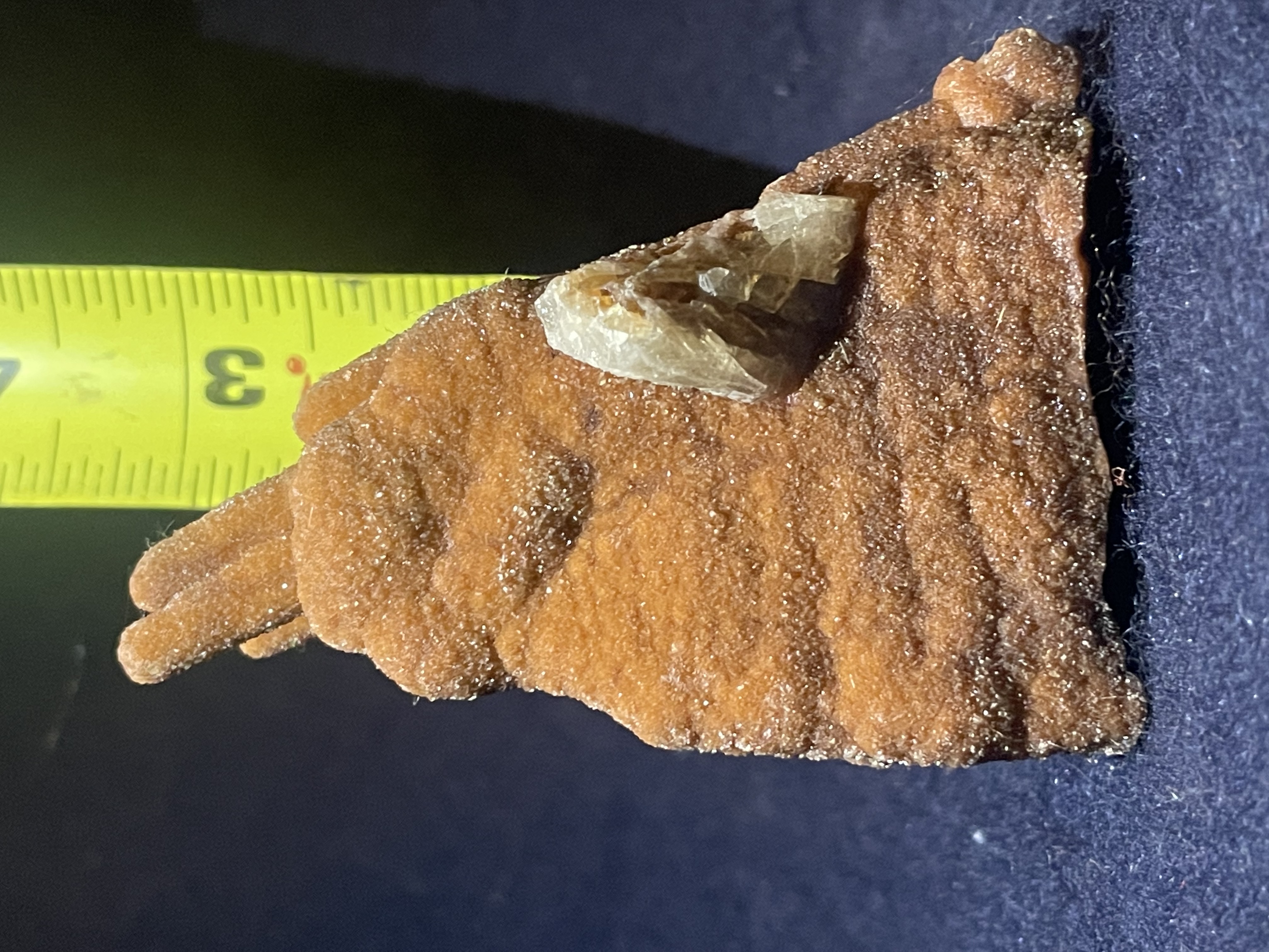 22B - Orange Calcite Stalactite with Quartz Crystal