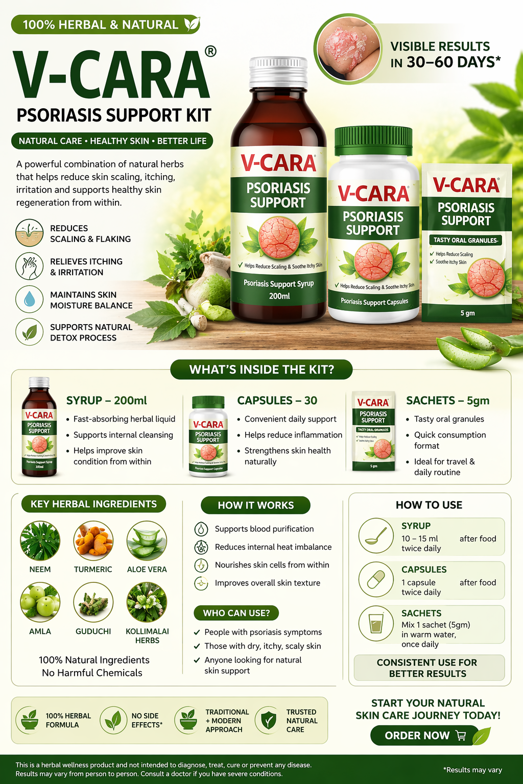 V-CARA Psoriasis Support 30 DYS PACK