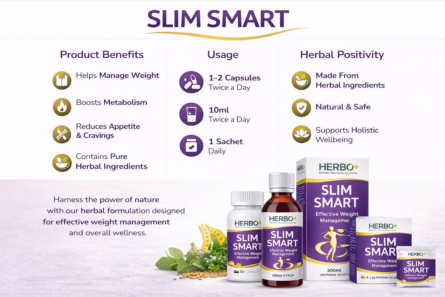 Herbo+ Slim Smart Weight Management Kit 30Dys