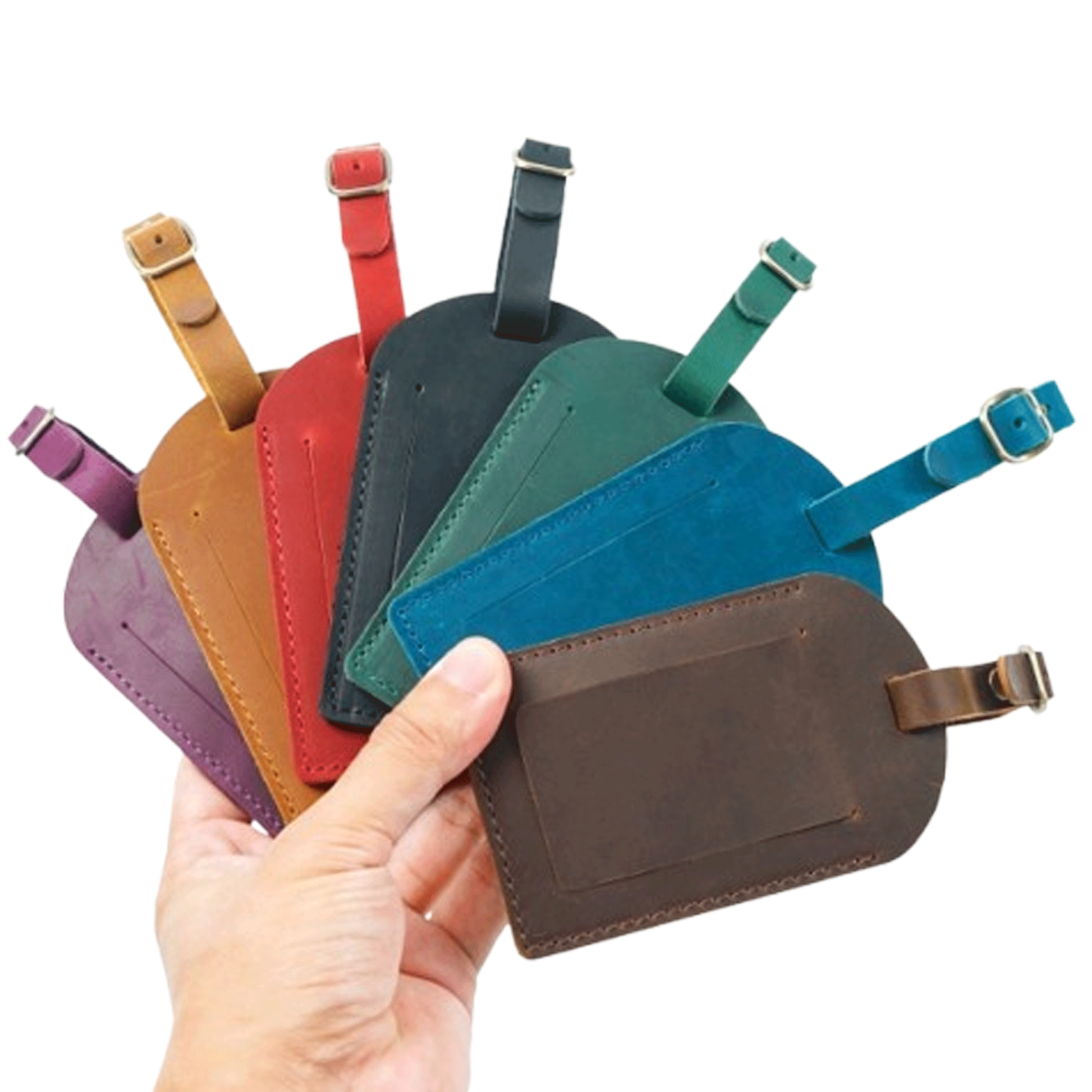 Leather luggage tags