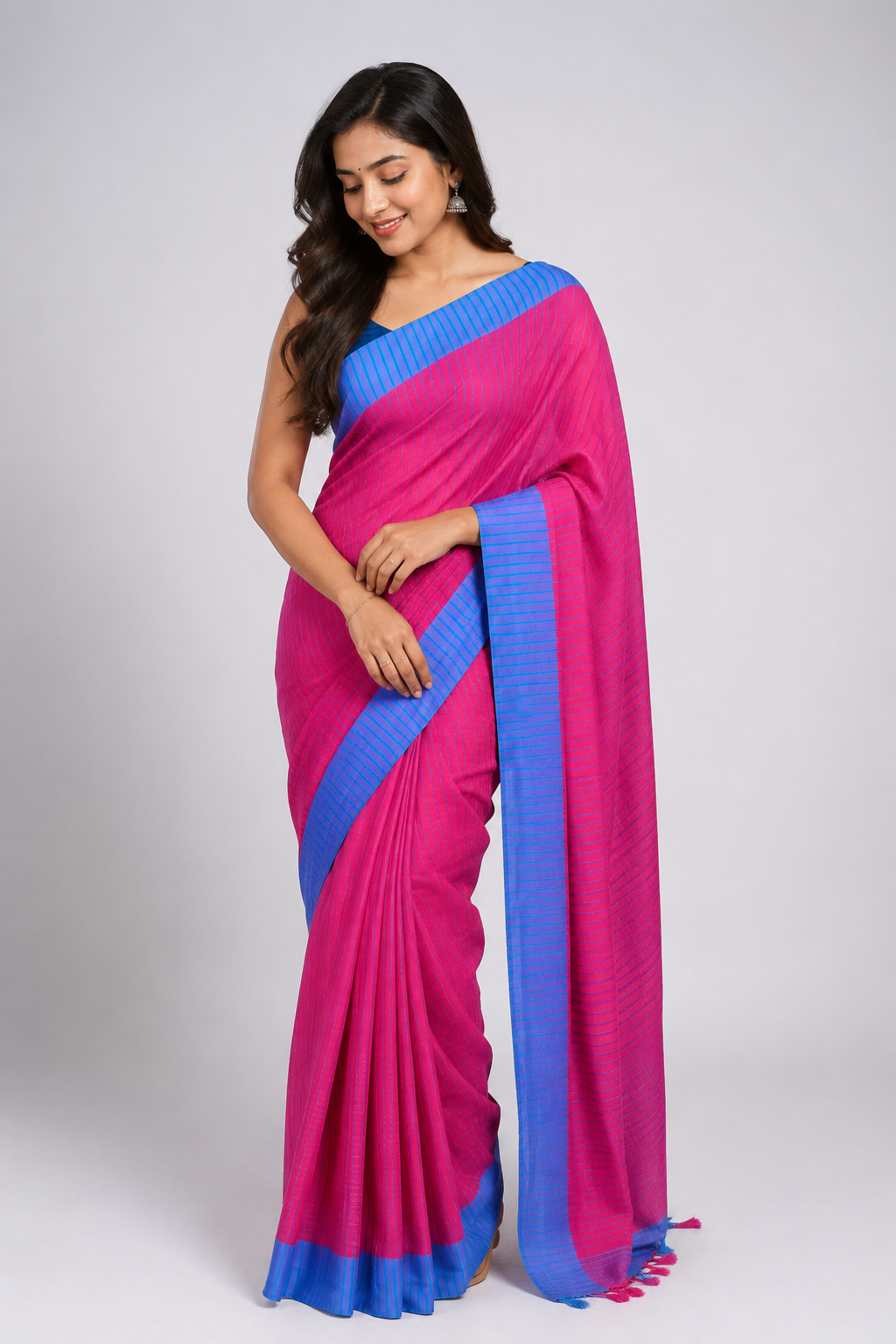 Check khadi Handloom Saree