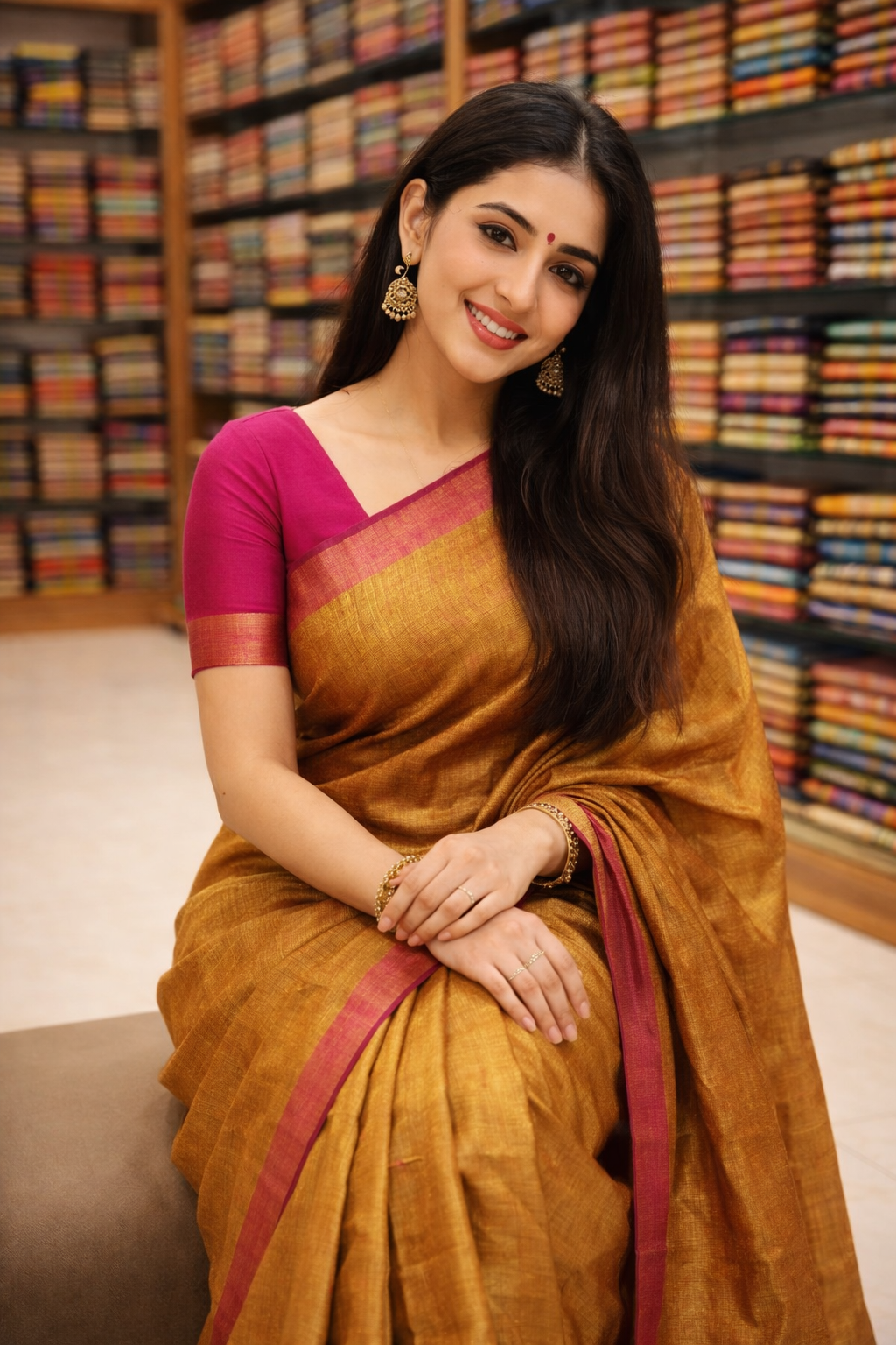 "tissu Golden Saree"