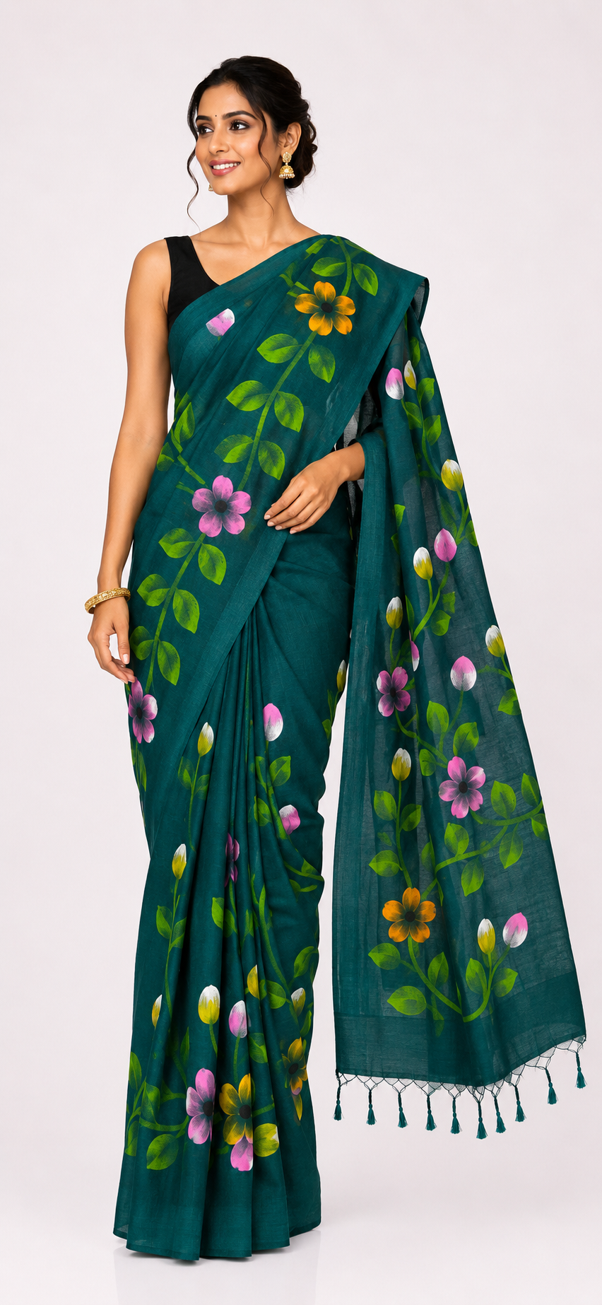  Handprint Handloom Saree