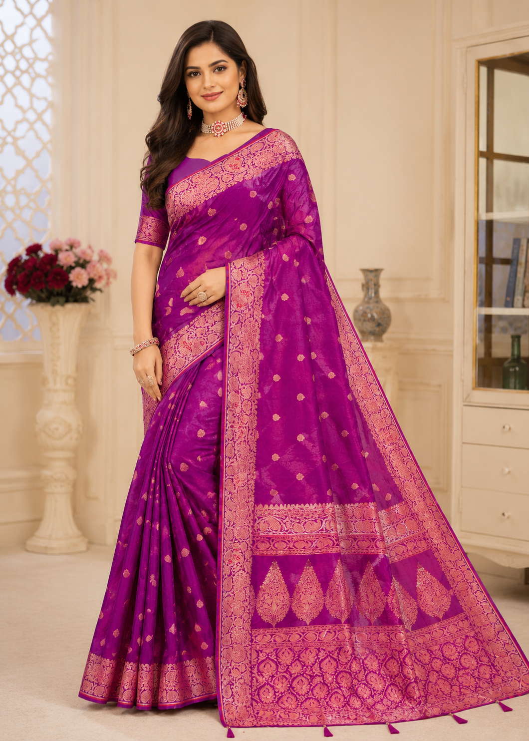 Open Border Pure Silk Saree