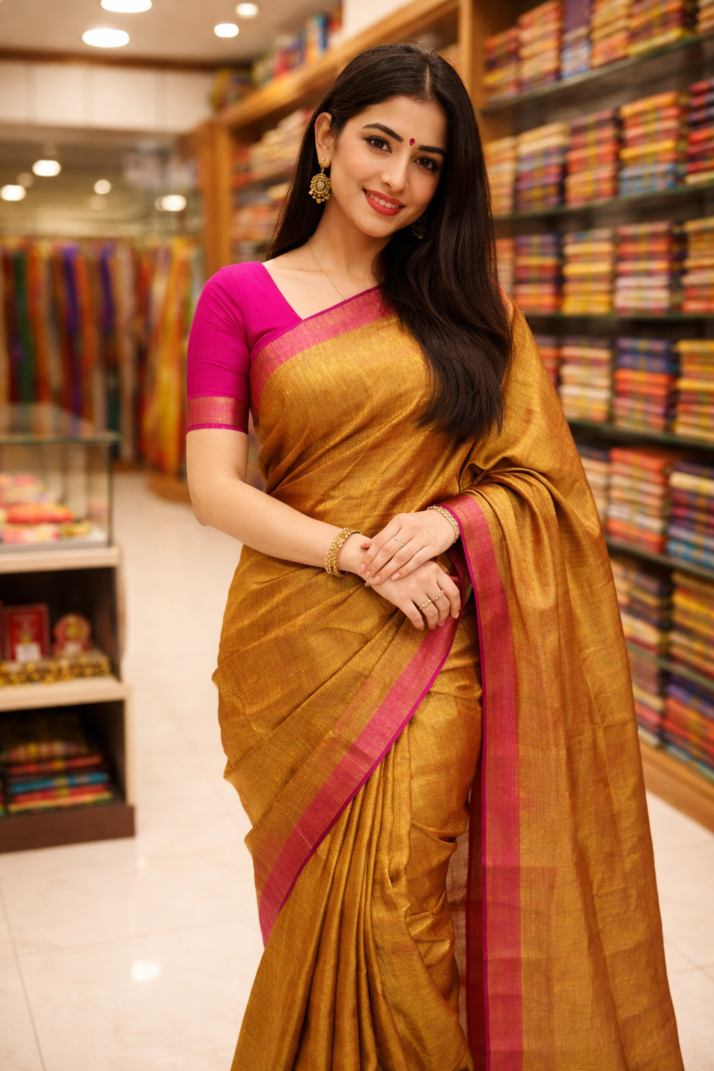 "tissu Golden Saree"