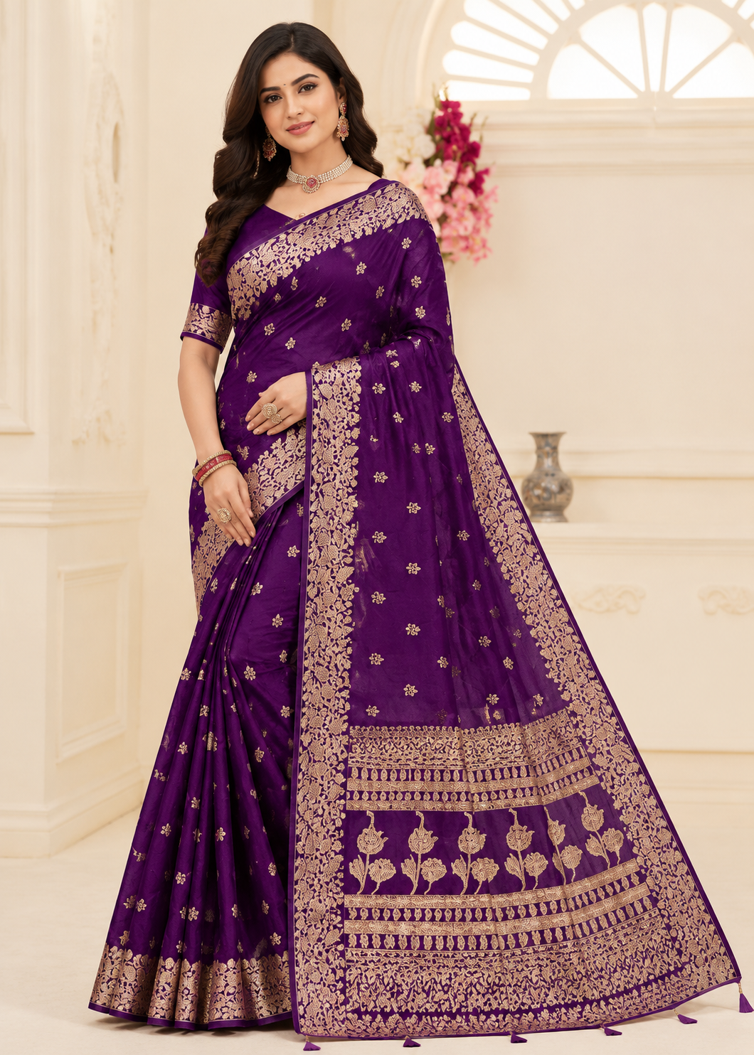 Open Border Pure Silk Saree