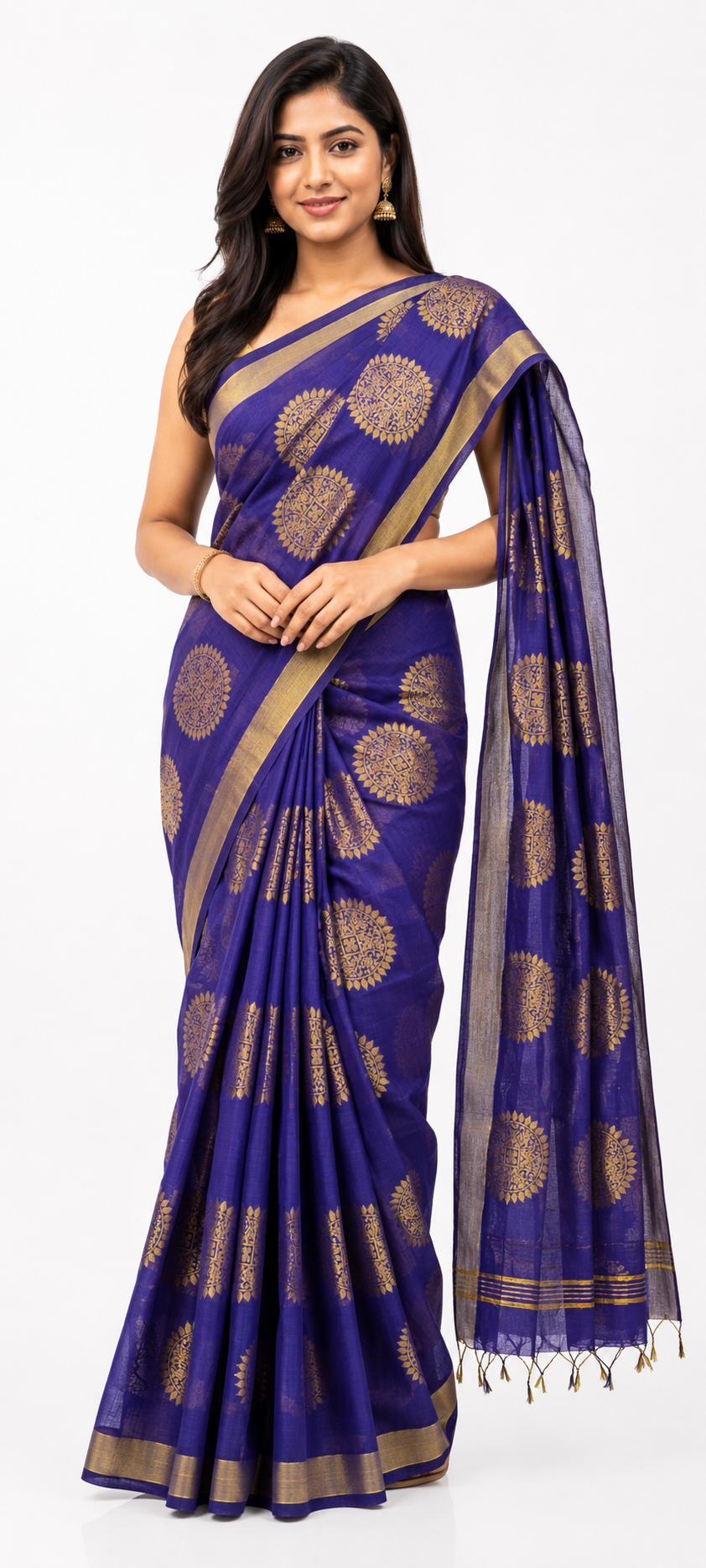 Chakra Golden Zari Handloom saree