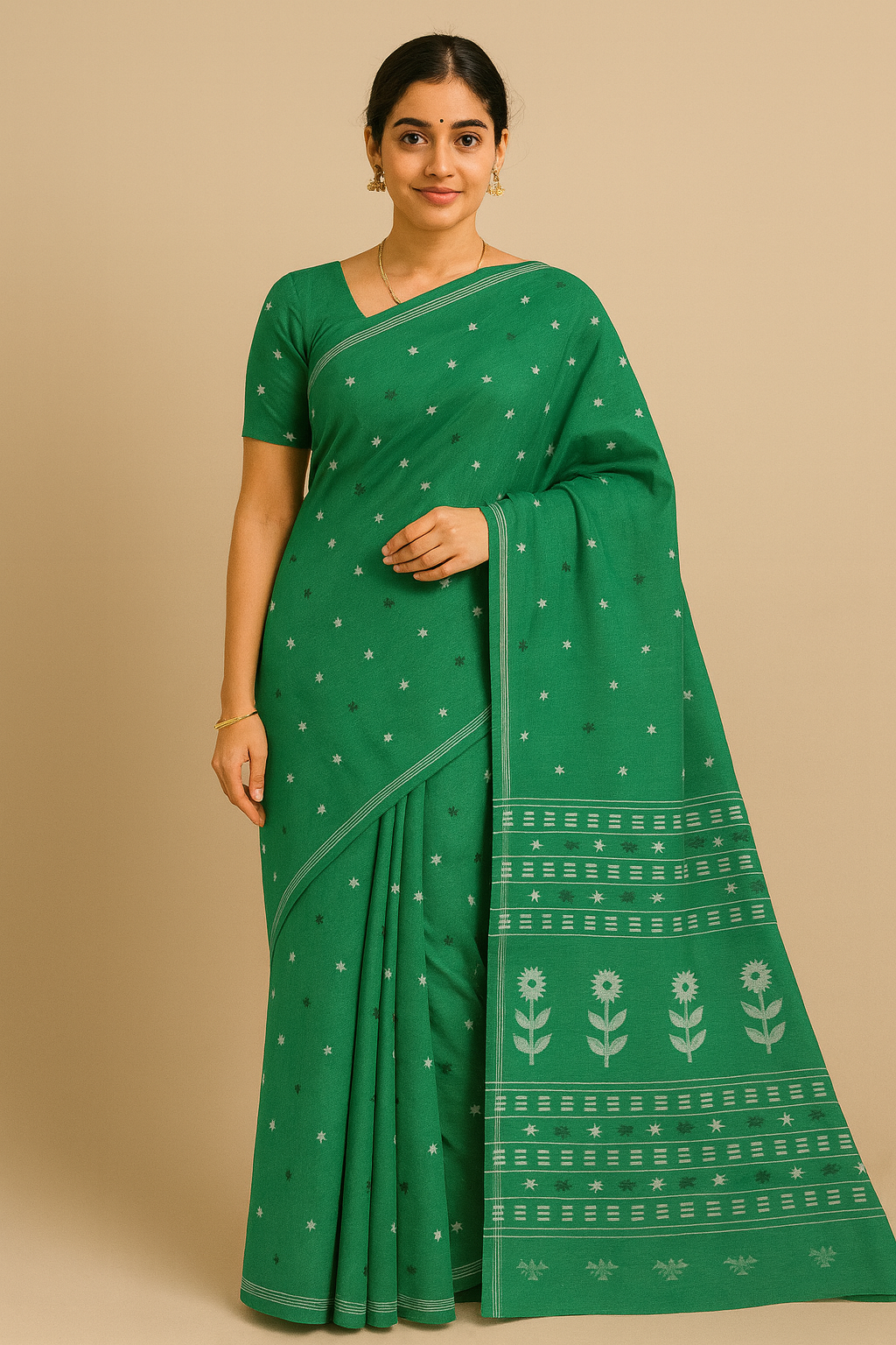 Green Handloom work Saree