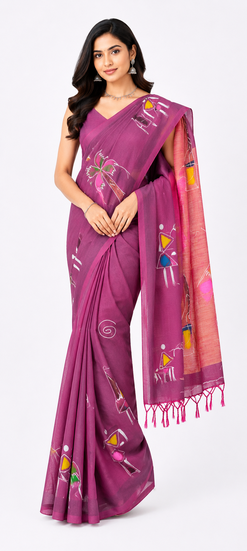  Handprint Handloom Saree