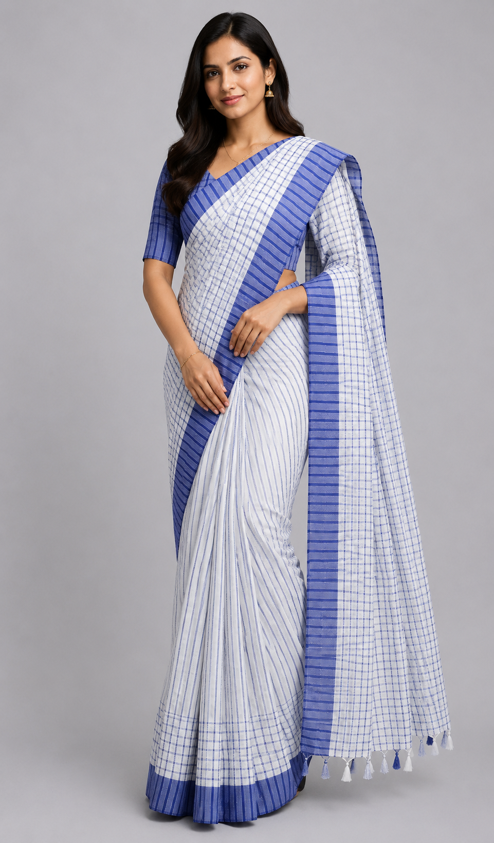 Check khadi Handloom Saree