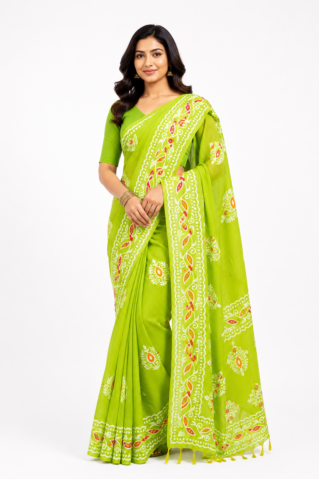 Batik print Handloom saree