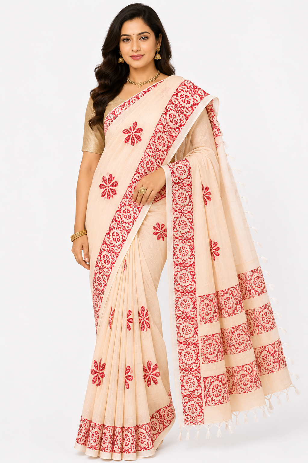 Printed Khadi Handloom Saree