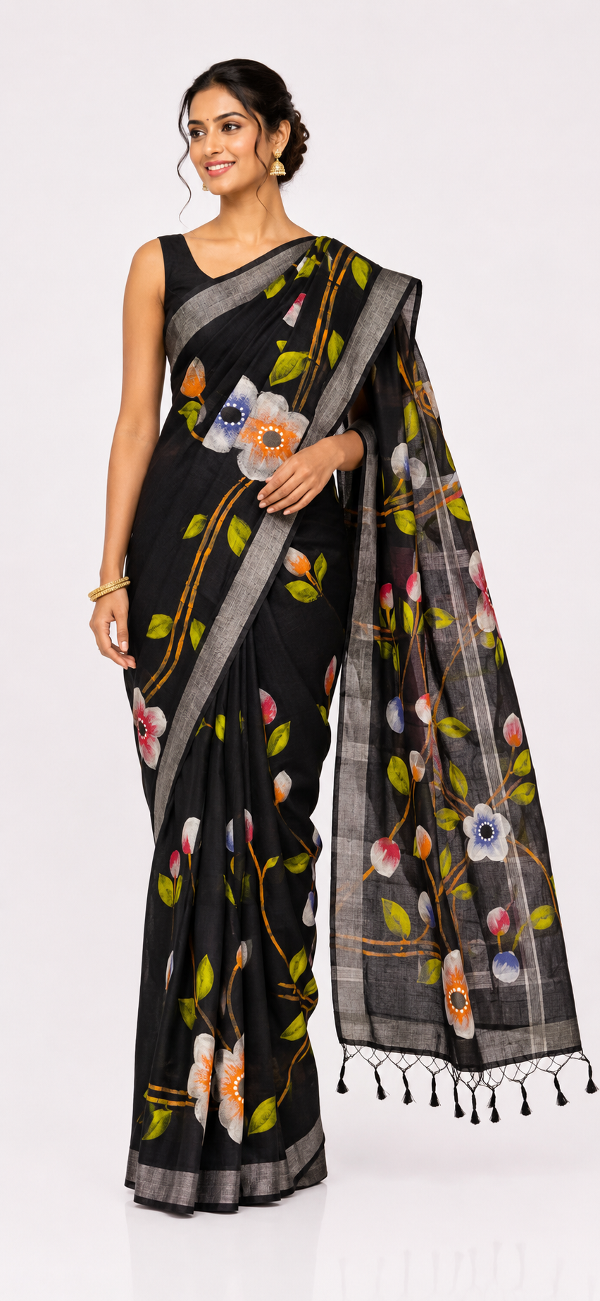  Handprint Handloom Saree