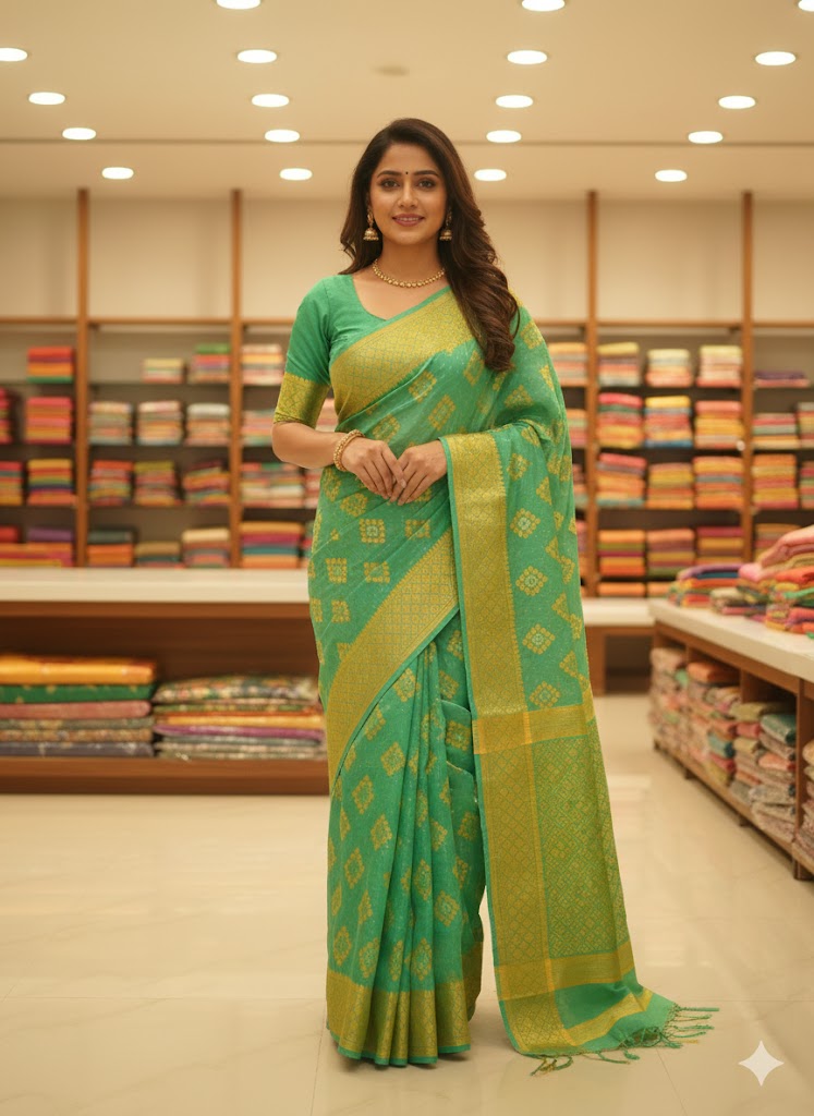 barfi jamdaniSaree with Golden Detailing