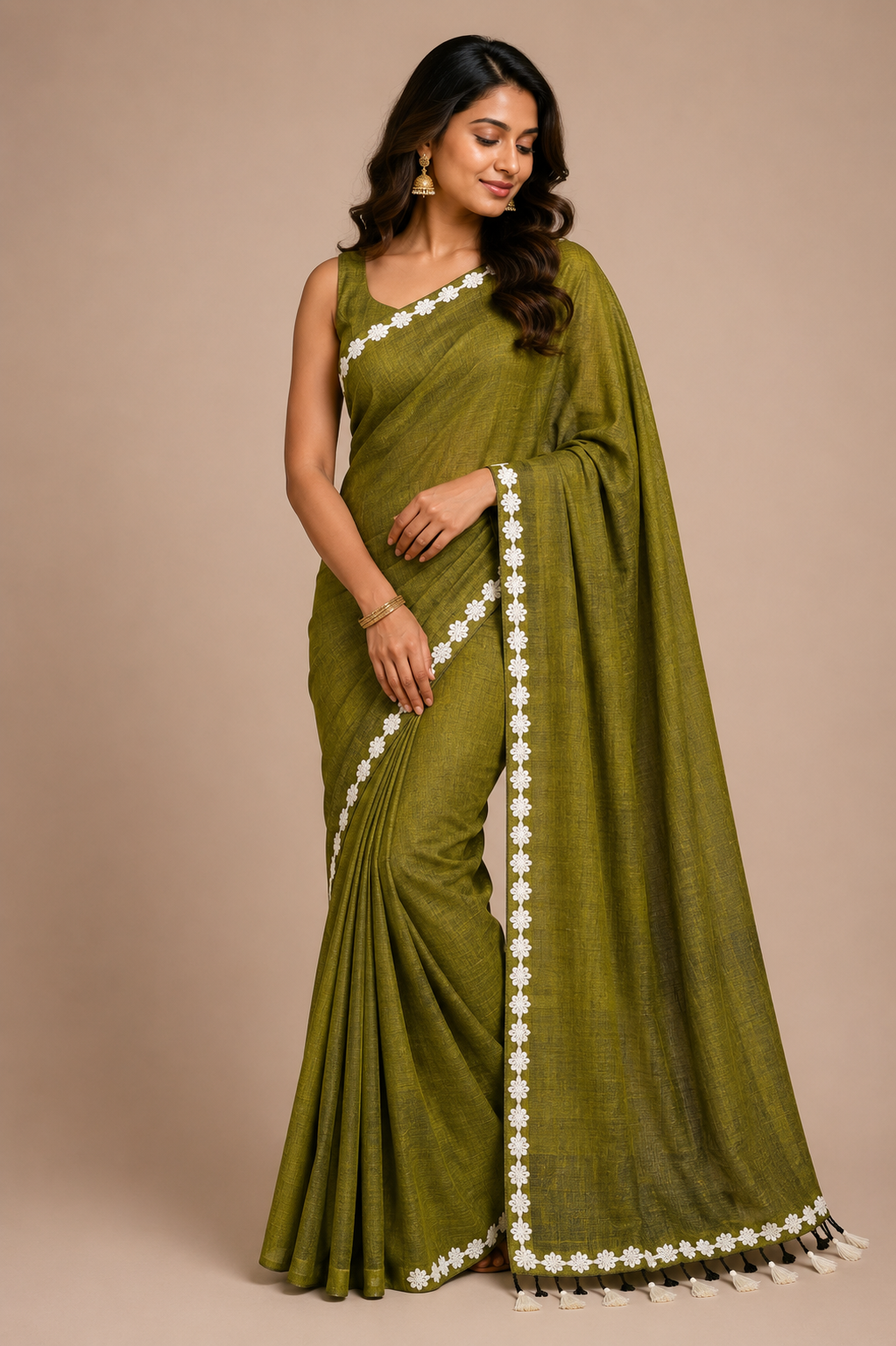 Phool Kinari Khadi handloom Saree