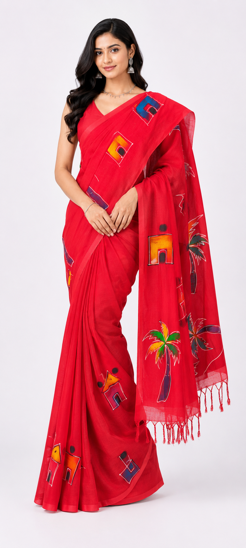  Handprint Handloom Saree