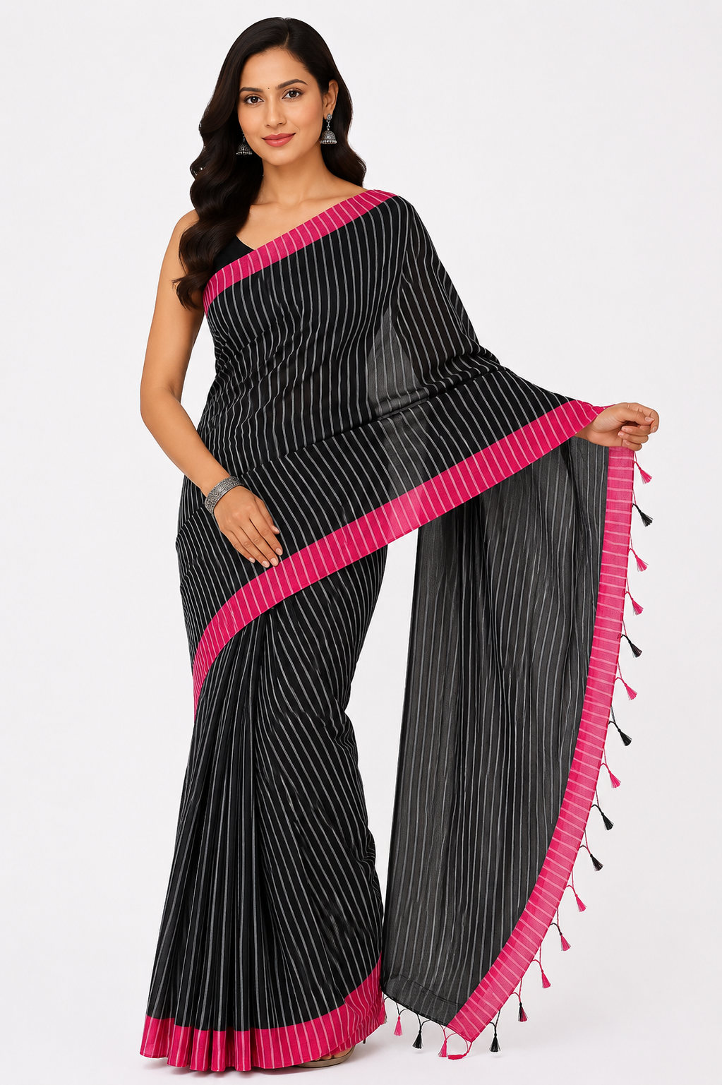 Stripe Khadi Handloom Saree