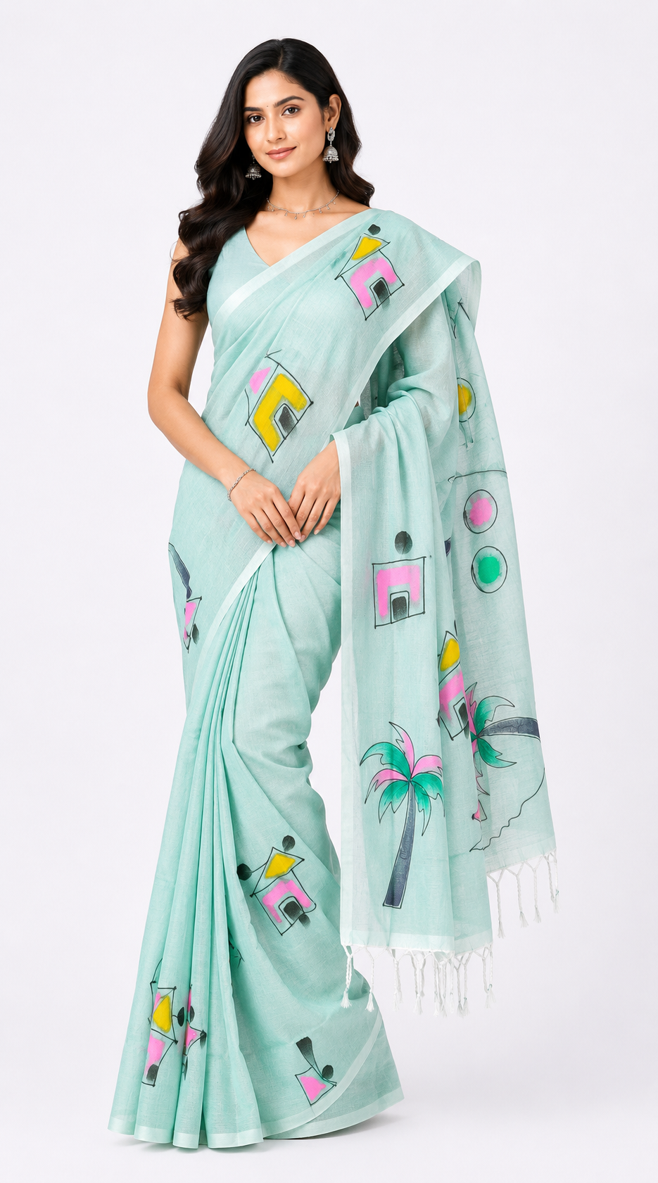  Handprint Handloom Saree