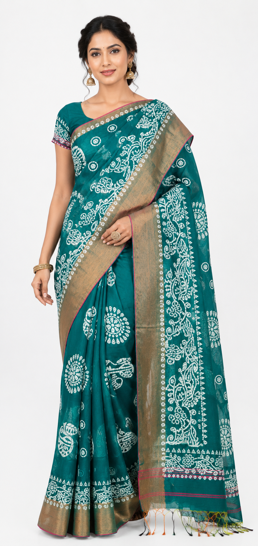  Batik print Handloom saree