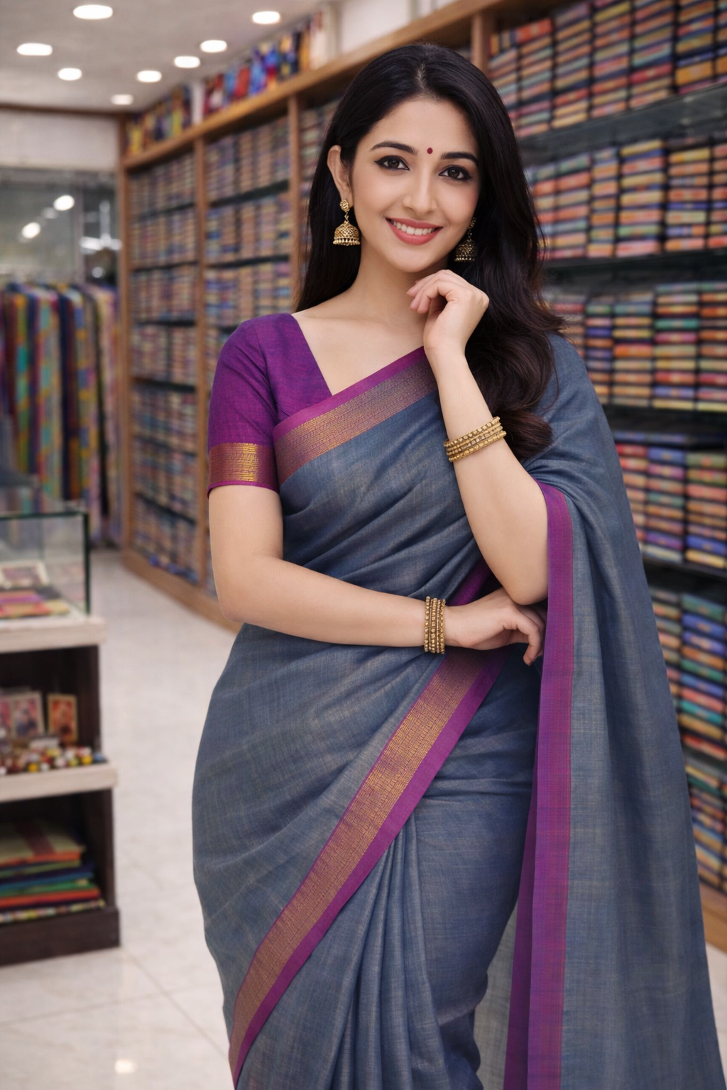Tissu Grey hoadloom Saree